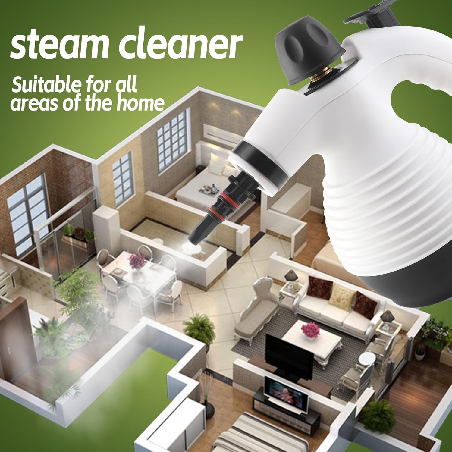 Steam Mop with Detachable Handheld Steam Cleaner,350ml 1050W Floor Steamer Cleaner for Home with 16 Accessory Kit, Multi-Purpose Steamer for Cleaning Floor, Tile, Windows, Couch, Grout,Dirt - Image 3