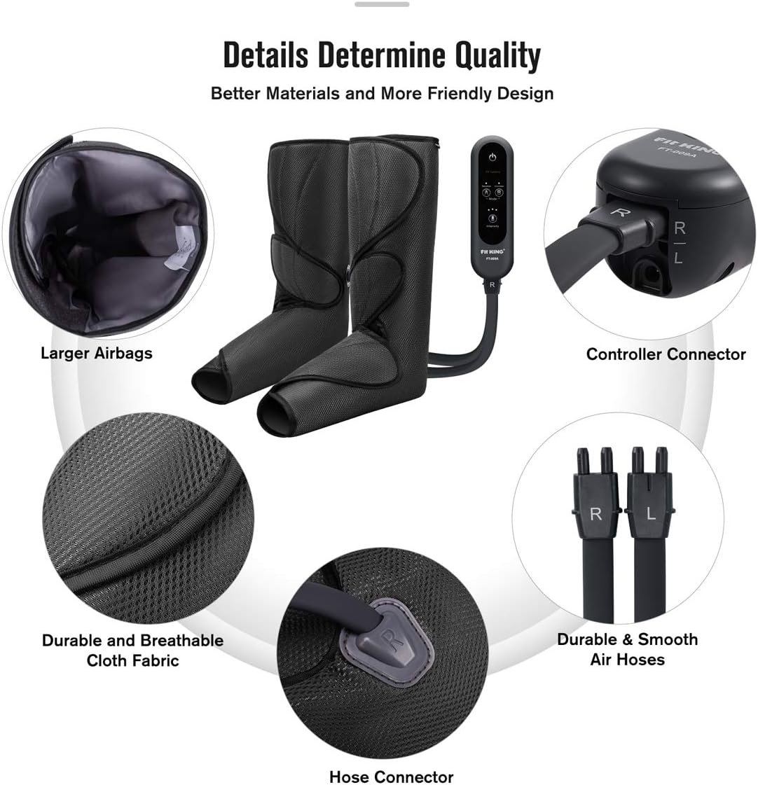 FIT KING Leg Air Massager for Circulation and Relaxation Foot and Calf Massage to Relieve Pain, Swelling, Edema with Handheld Controller 3 Intensities 2 Modes (with 2 Extensions) - FSA HSA Eligible - Image 8