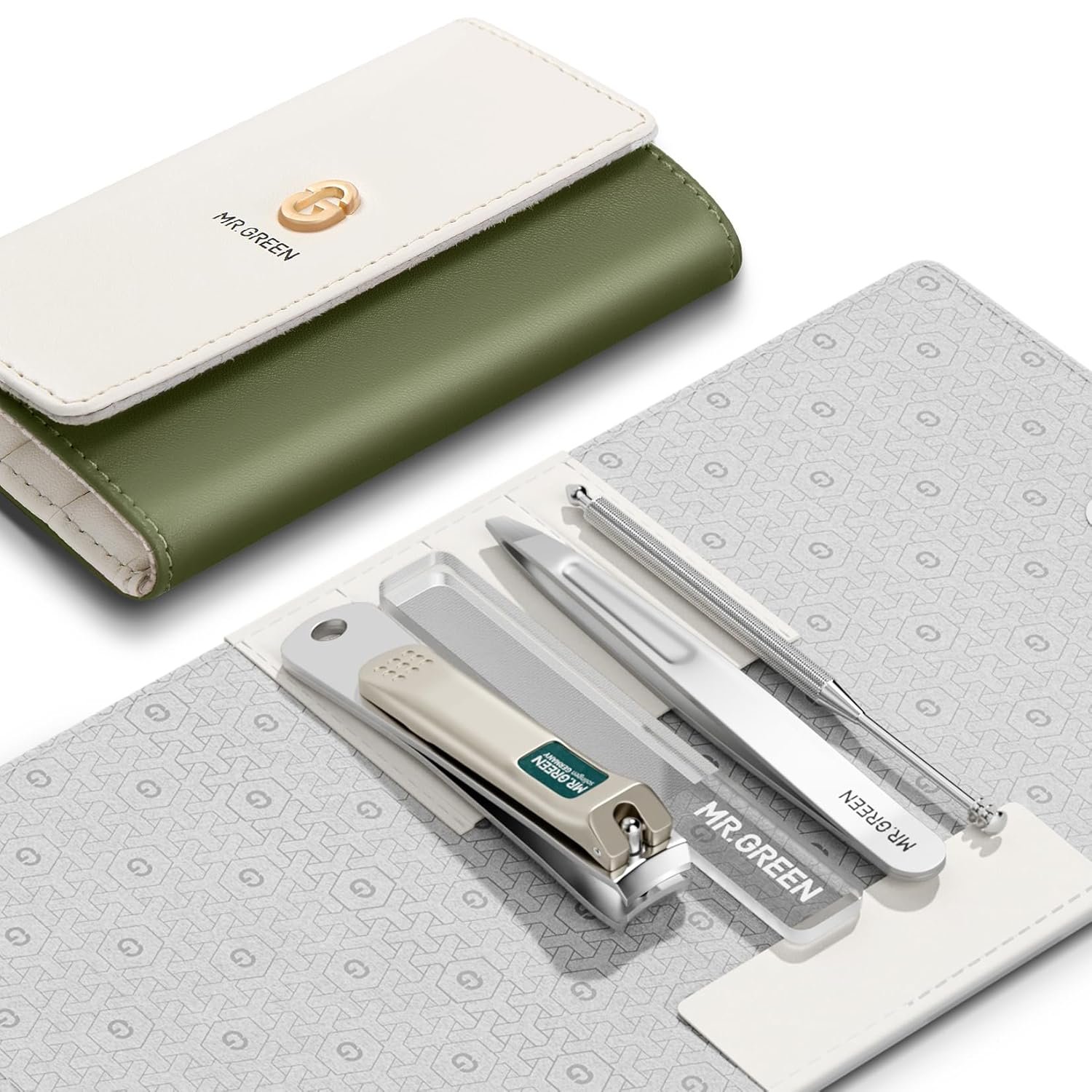 MR.GREEN Colorful Manicure Set Practical Pedicure Kits Nail Clippers Personal Care Tools Facial Hair Scissors with Fashion Case (Mr-6681 Green) - Image 2