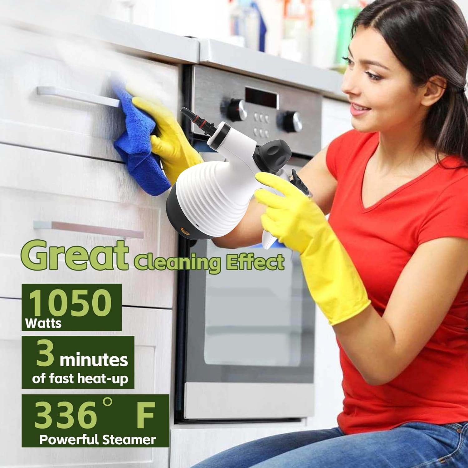 Steam Mop with Detachable Handheld Steam Cleaner,350ml 1050W Floor Steamer Cleaner for Home with 16 Accessory Kit, Multi-Purpose Steamer for Cleaning Floor, Tile, Windows, Couch, Grout,Dirt - Image 6