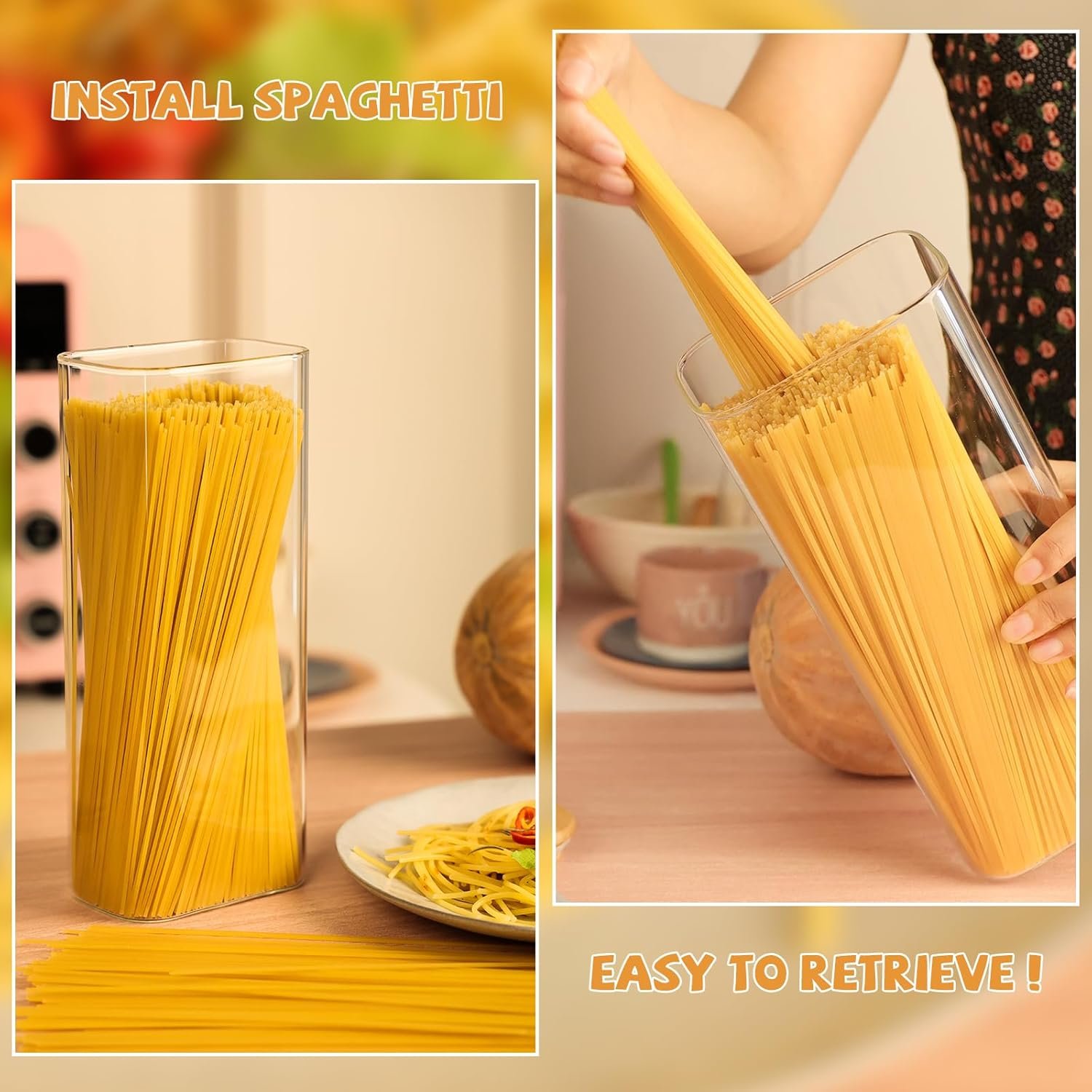 Glass Storage Containers with Airtight Lids, 71 oz Square Jars, Set of 3, for Pantry Organization, Coffee, Sugar, Cereal - Image 4