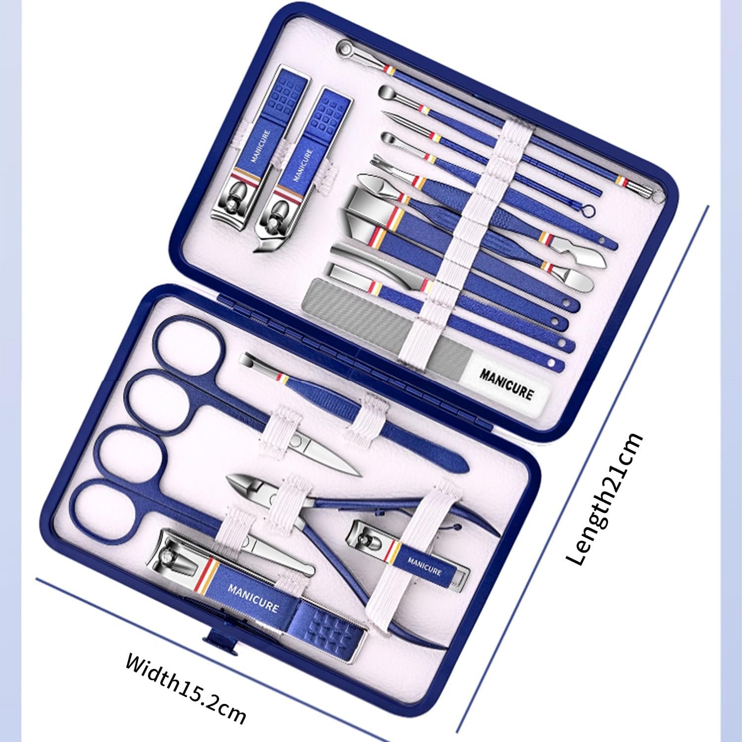 Nail Clippers Set - 19 Piece Manicure & Pedicure Kit, Stainless Steel Fingernail & Toenail Tools with Luxurious Travel Case for Men & Women - Image 9