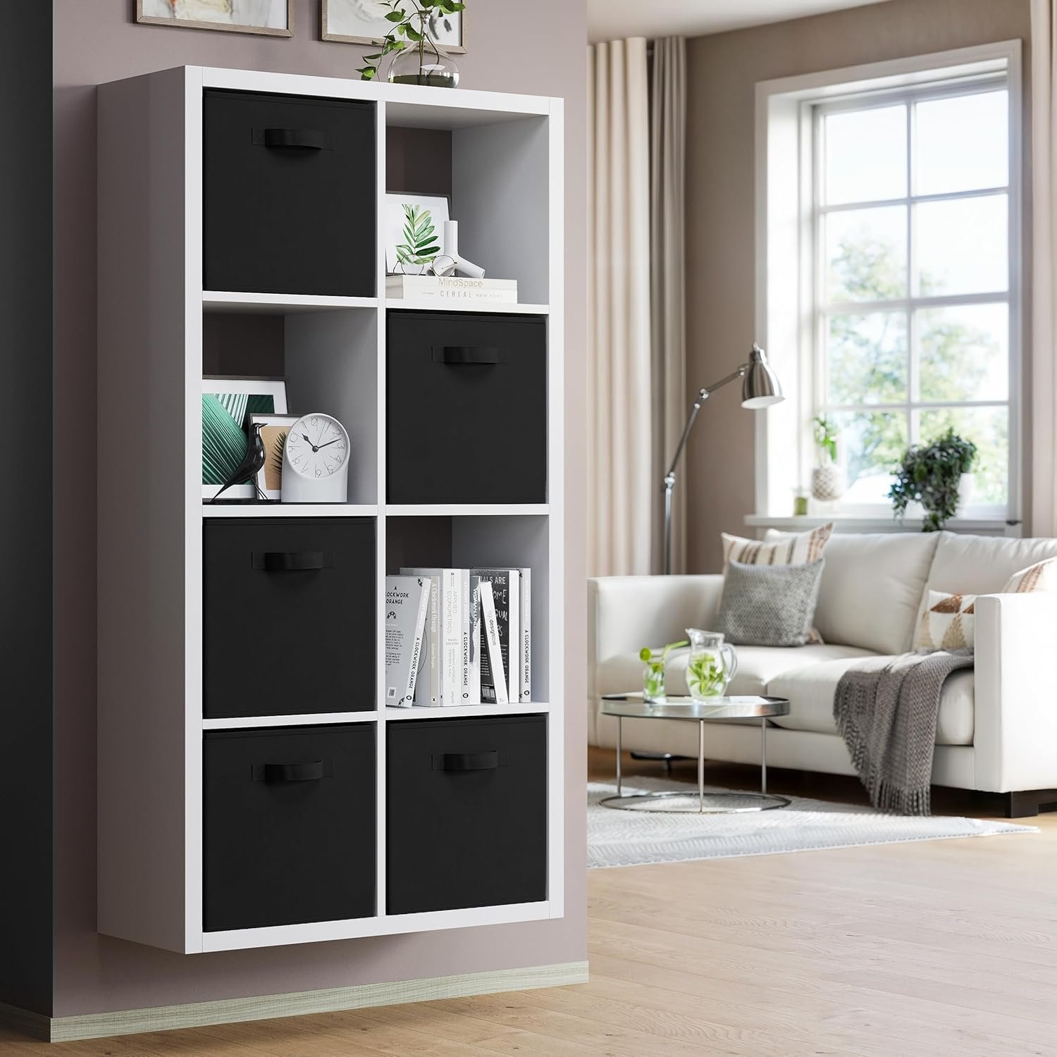 NEATERIZE Storage Baskets - Set of 8 Heavy-Duty 13x13 Inch Cubes for Organizing and Storage. Perfect Bins as Cubby Boxes or Cube Organizers (Black) - Image 4