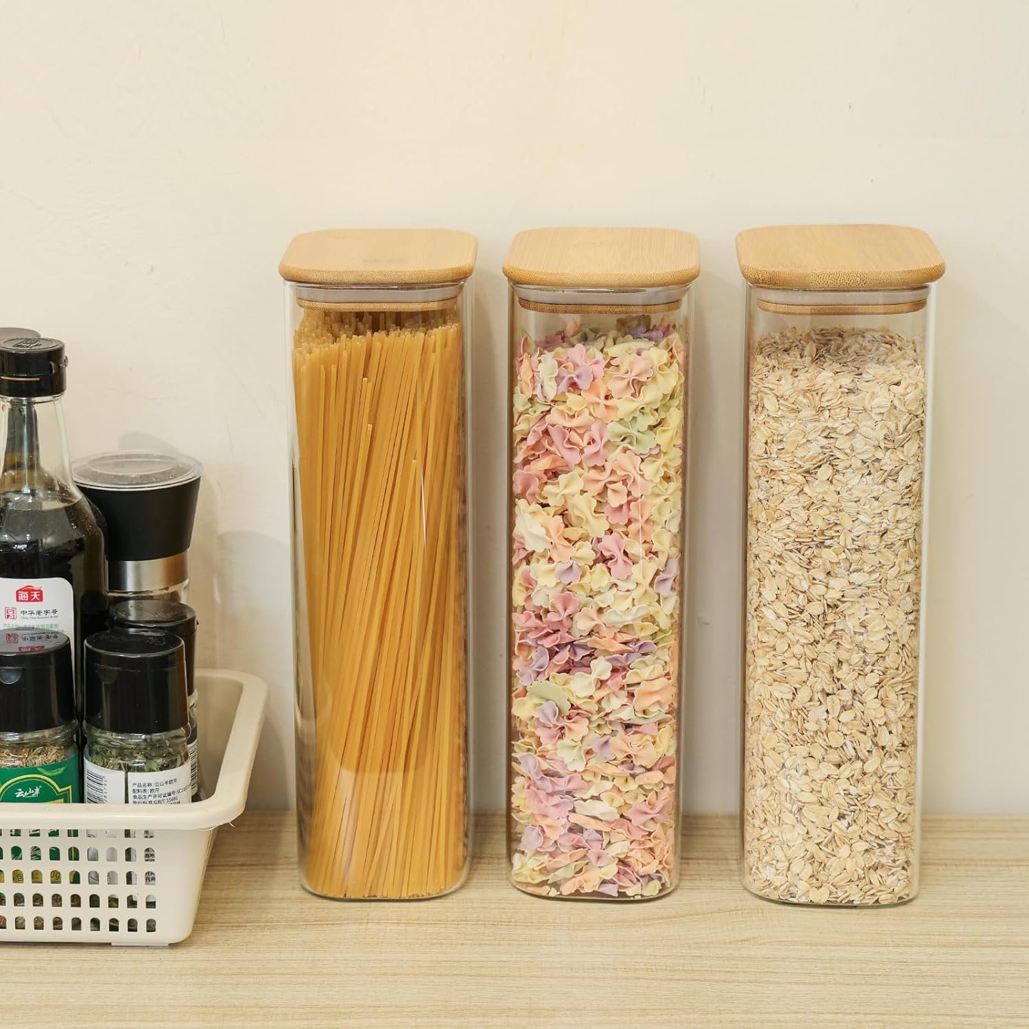 Glass Storage Containers with Airtight Lids, 71 oz Square Jars, Set of 3, for Pantry Organization, Coffee, Sugar, Cereal - Image 5