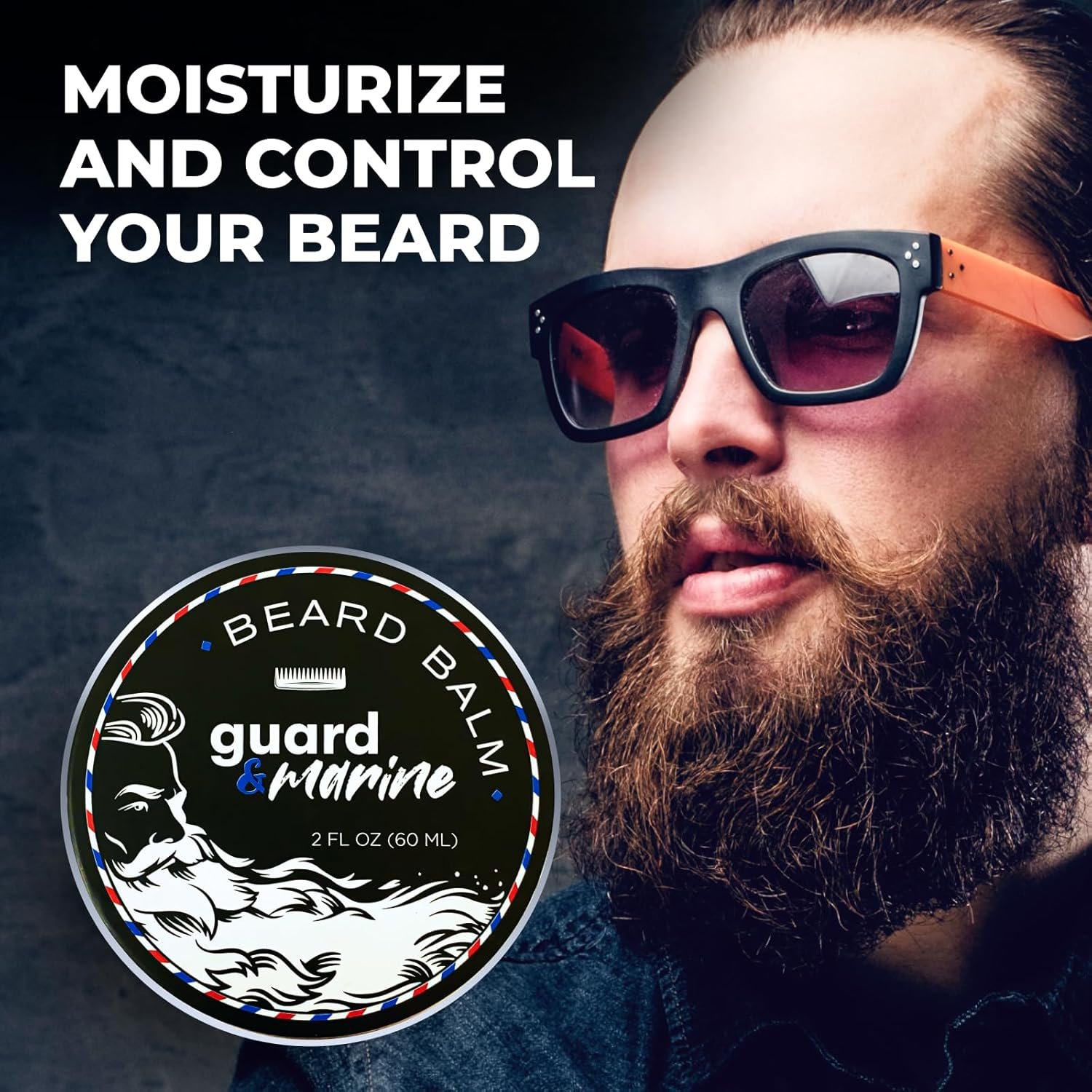 GUARD&MARINE Beard Growth Balm - 2 oz. Effective Natural Formula With Biotin for Beard & Mustache Care, Hydration and Styling, Leave-in Beard Conditioner & Unscented Moisturizer for Men - Image 3