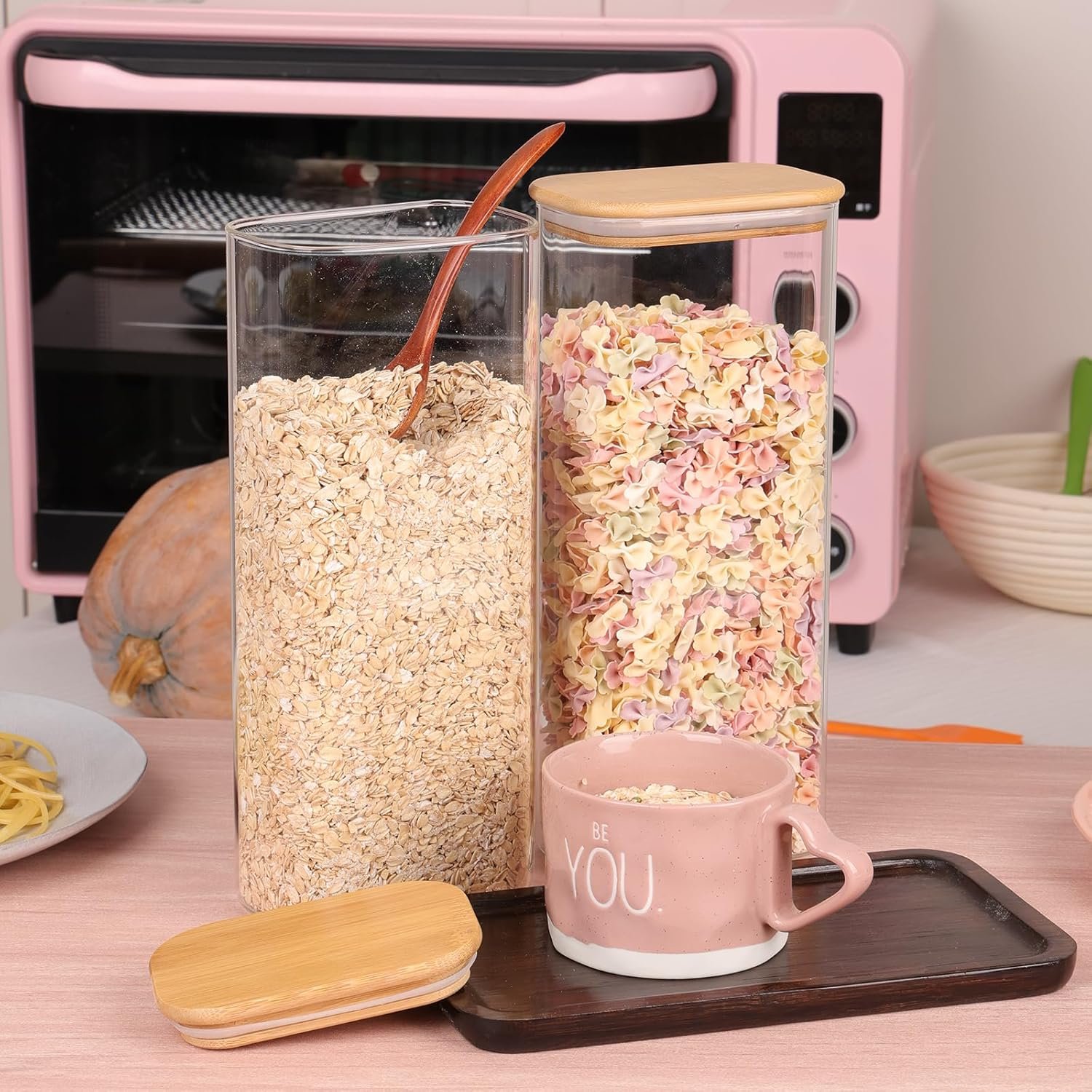 Glass Storage Containers with Airtight Lids, 71 oz Square Jars, Set of 3, for Pantry Organization, Coffee, Sugar, Cereal - Image 6