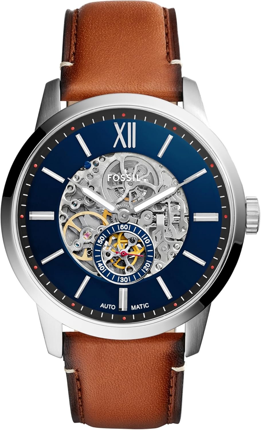 Fossil Men's Townsman Automatic Stainless Steel and Leather Two-Hand Skeleton Watch - Image 2