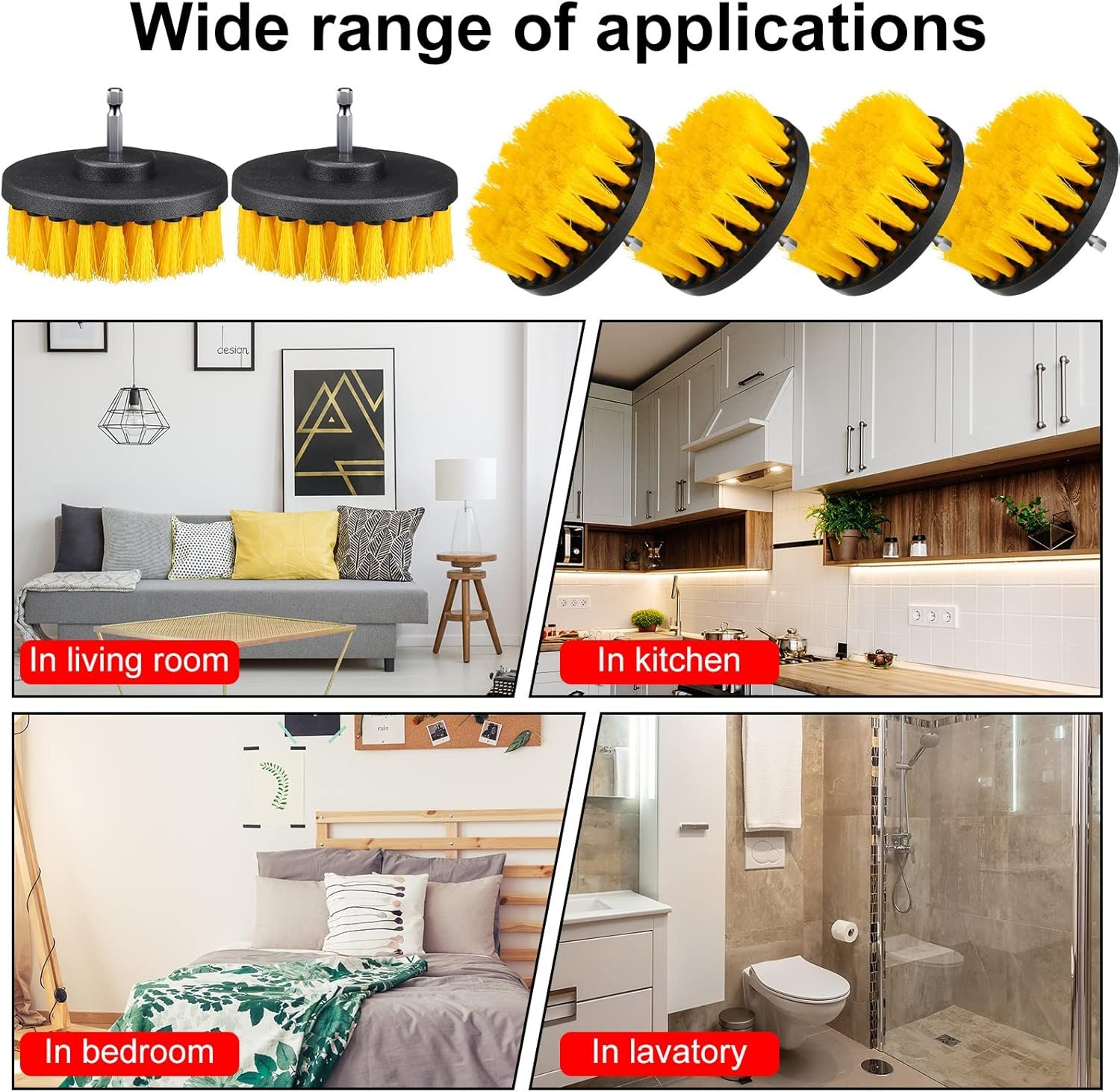 Remerry 6 Pcs Drill Brush Attachment Power Scrubber Cleaning Kit Multi Purpose Set Brushes for Bathroom Surfaces Tub Grout Shower Kitchen Tile Auto Car Boat - Image 8