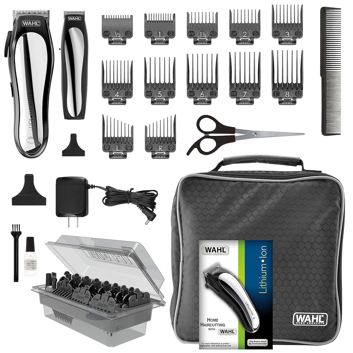 WAHL Lithium Pro Cordless Haircut & Touch Up Kit With Case, 23 Pieces - Image 2