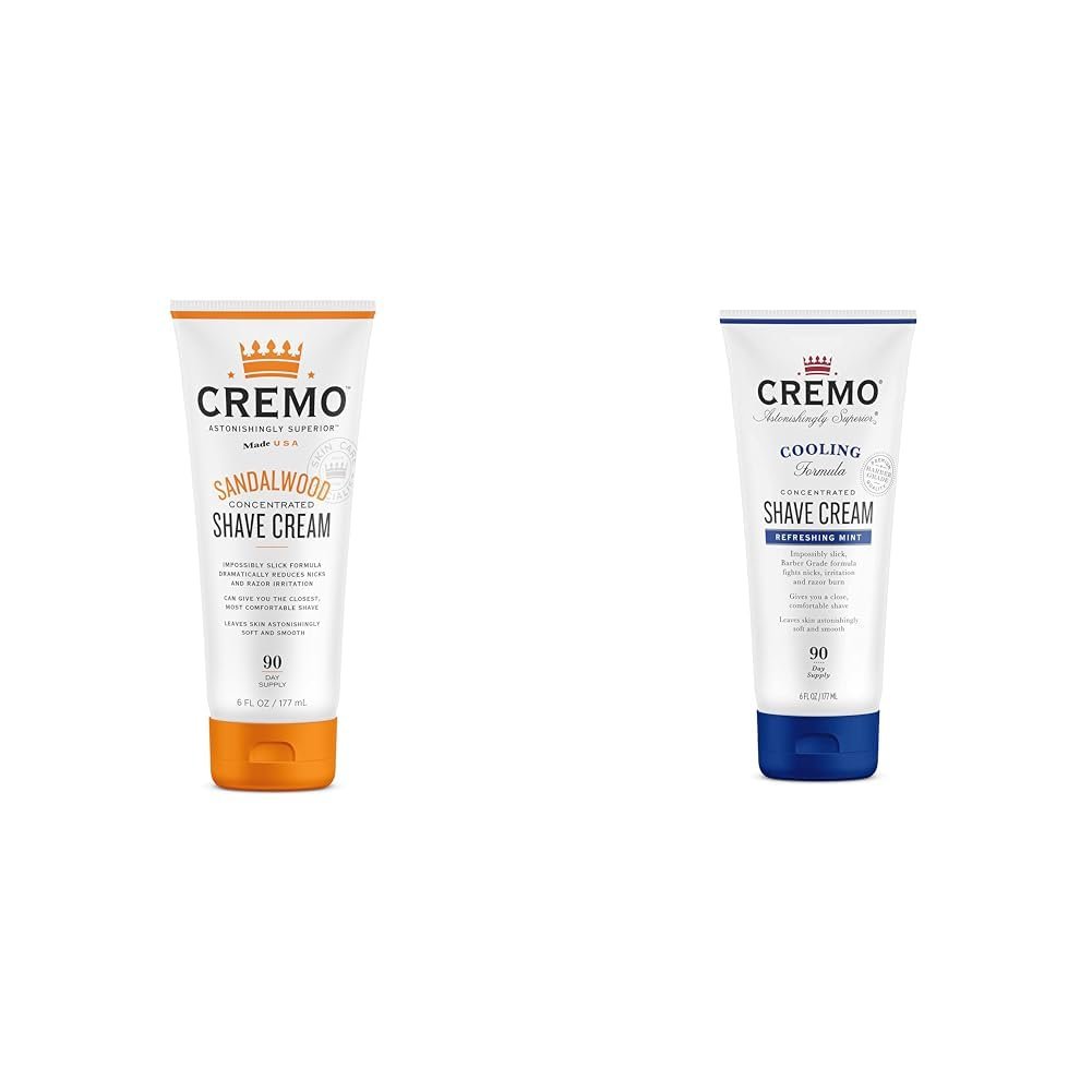 Cremo Barber Grade Sandalwood and Cooling Shave Creams, Ultra-Slick Shaving Cream for Men, Fights Nicks, Cuts and Razor Burn, 2 x 6 Fl Oz - Image 2