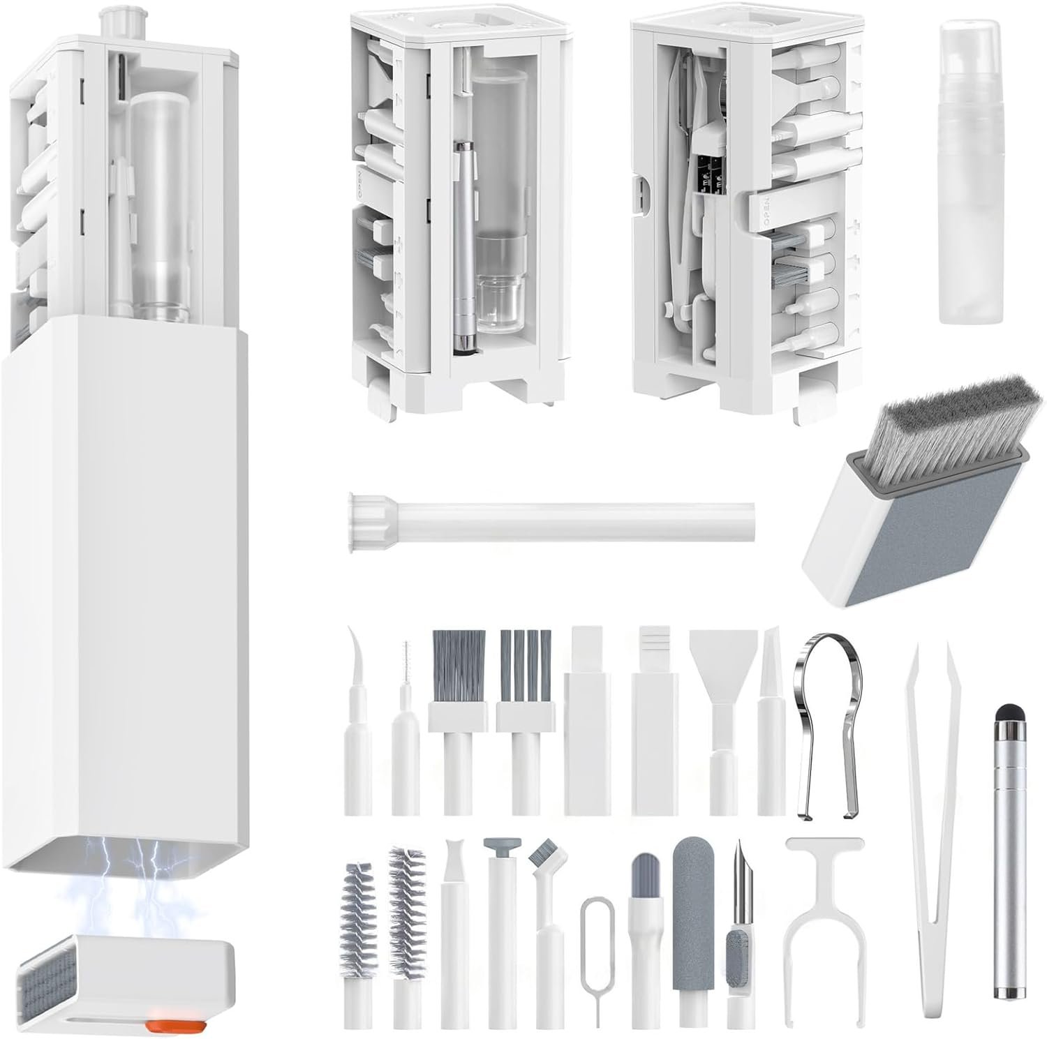 32-in-1 Keyboard Cleaning Kit for MacBook Laptop Computer, Earbud Cleaner Kit for Airpod Earphones, Multi-Function PC Electronic Cleaner Kit for iPhone Cell Phone Camera (White) - Image 2