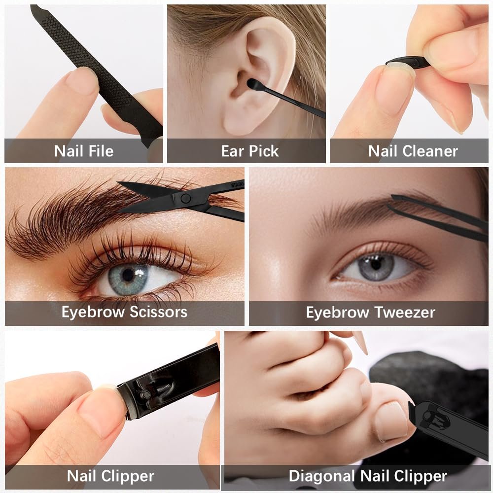 Manicure Set, Nail Clipper Set 7 in 1 Manicure Kit Stainless Steel Nail Clipper Kit Pedicure Kit Portable Nail Grooming Kit Fingernail Toenail Clippers Mothers Day Gifts for Women Men Boyfriend - Image 6