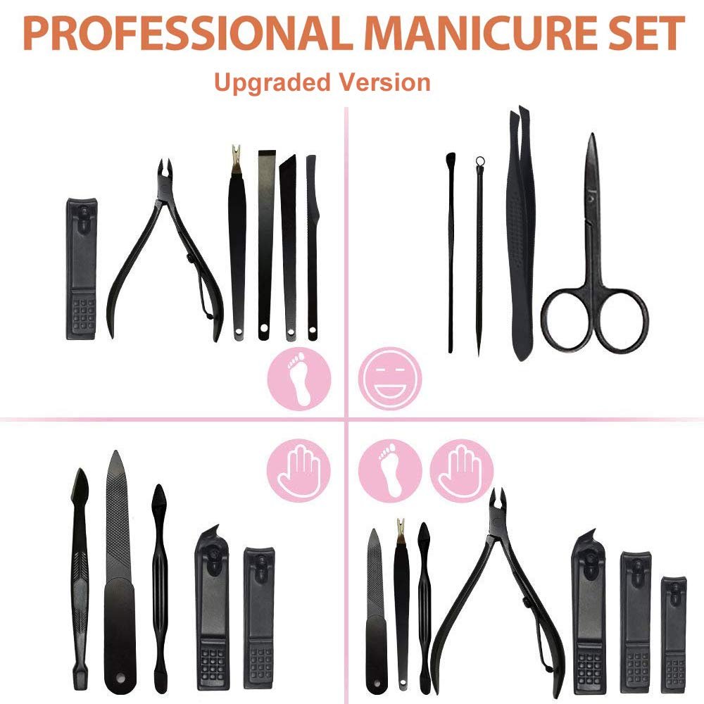 Manicure Set, Pedicure Kit, Nail Clippers, 16 in 1 Professional Grooming Kit Stainless Steel, Toenail Tools with Luxurious Brown Leather Travel Case for Men Women Upgraded Version - Image 3