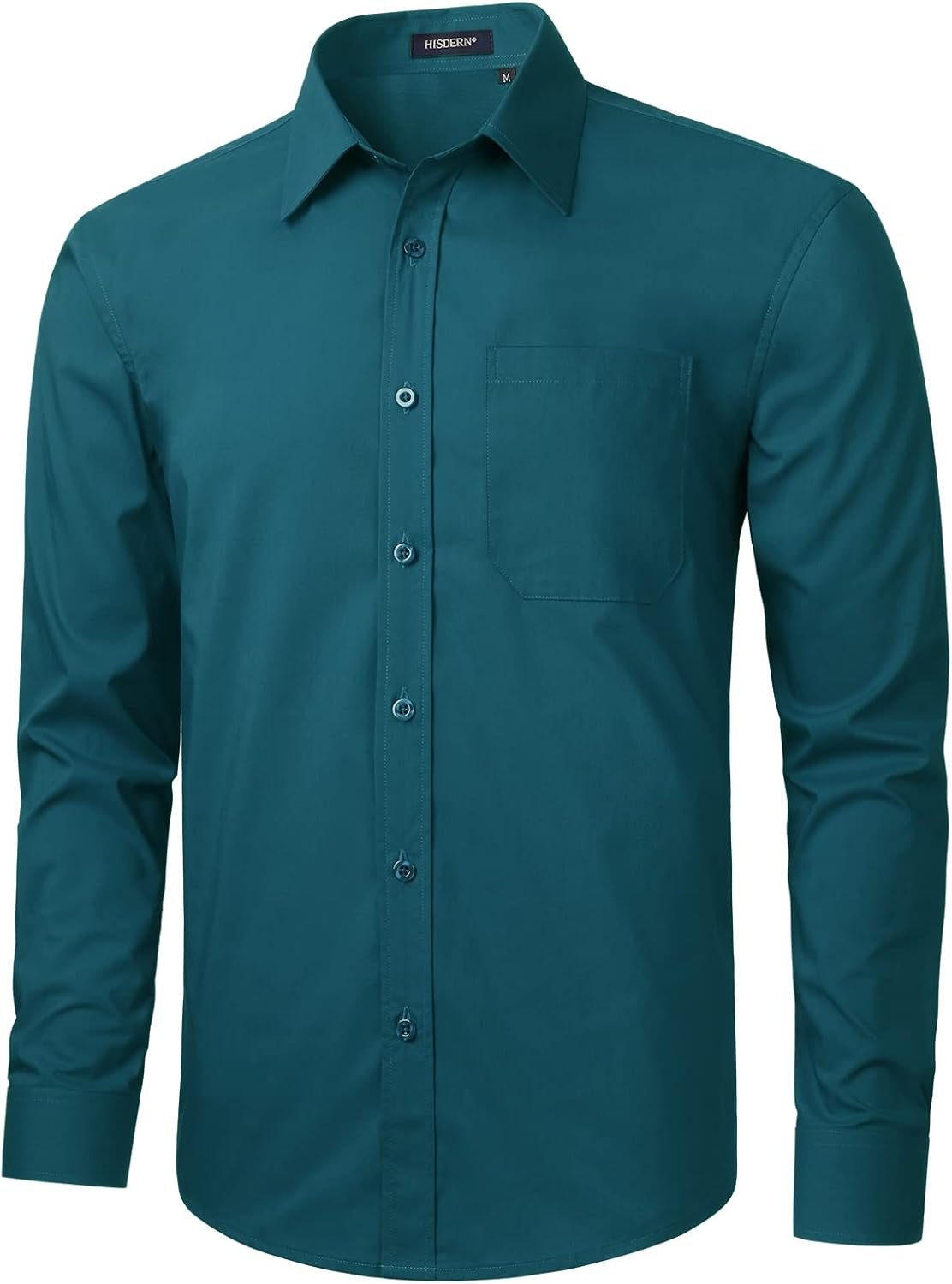 HISDERN Mens Dress Shirts Long Sleeve Button Down Shirts for Men Casual Solid Formal Business Regular Fit Shirt with Pocket - Image 2