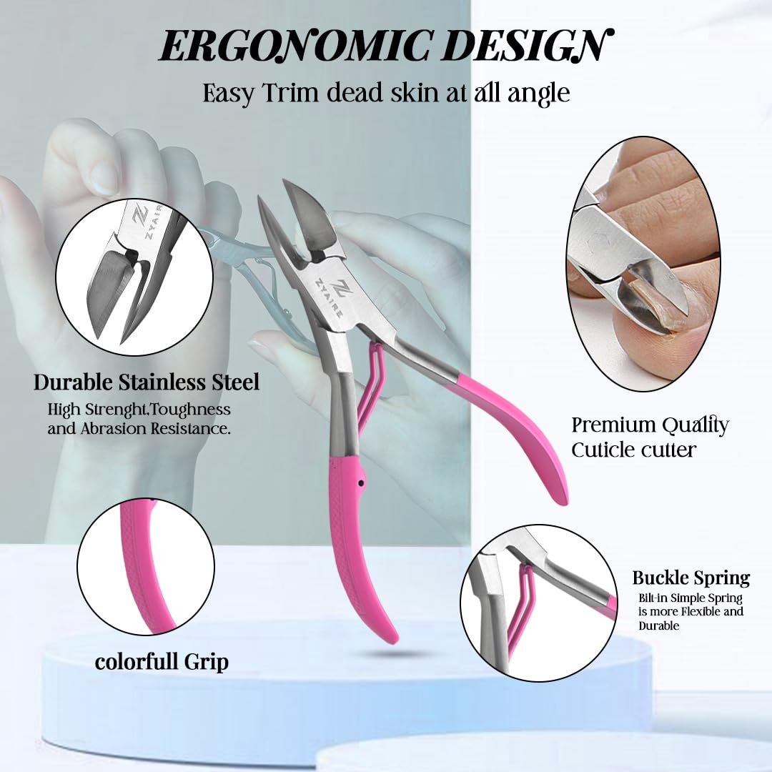 Manicure Pedicure Set - 10-in-1 Stainless Steel Grooming Kit, Personal Care Tools, Nail Nipper, Cuticle Cutter, Scissors, Tweezers, Blackhead Remover, Nail File & Case (Pink) - Image 5