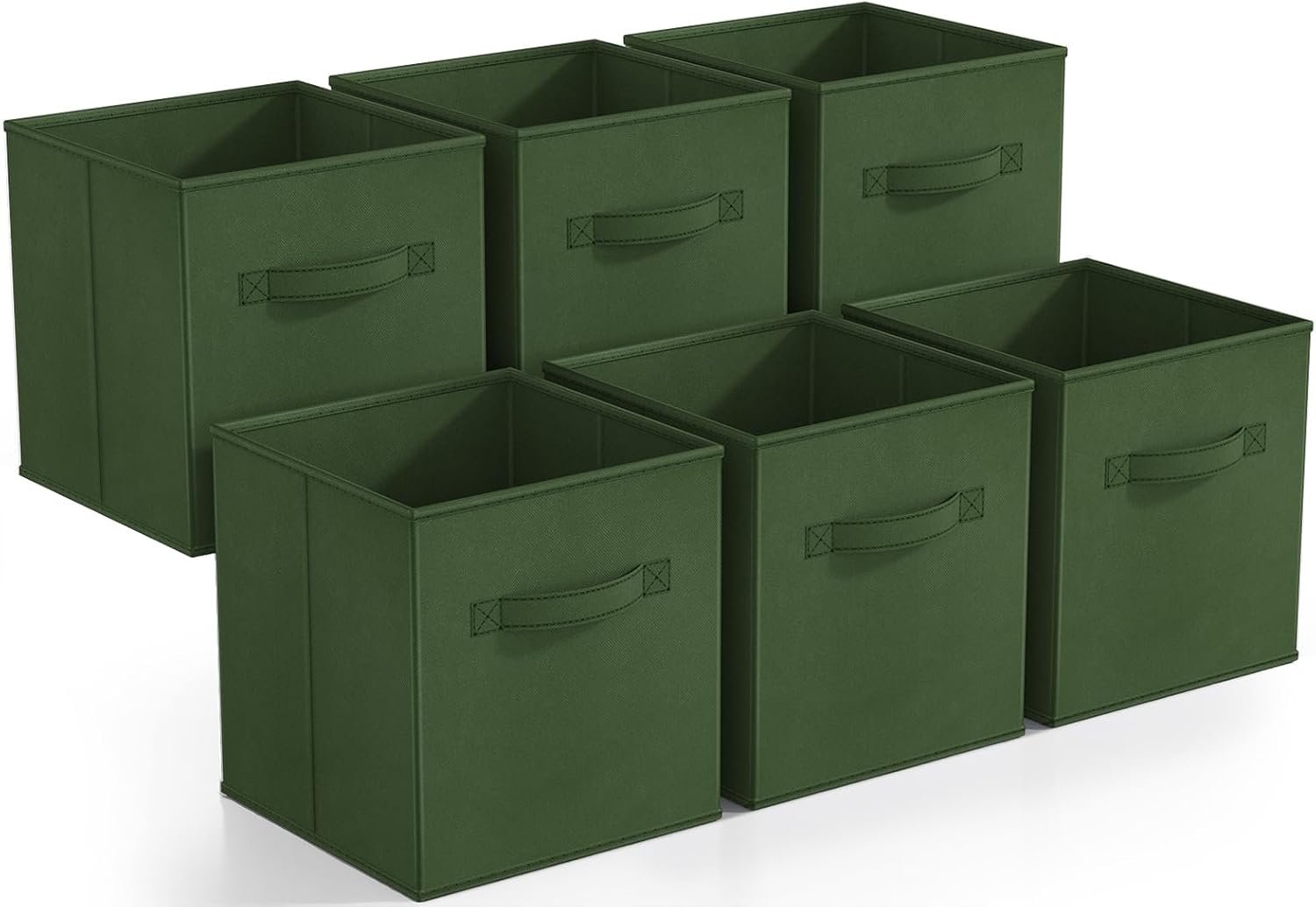 Sorbus Foldable Storage Cubes - 6 Fabric Baskets for Organizing Pantry, Shelf, Toy Box, Cubby, Closet Organizer - 11 Inch Collapsible Closet Organizers and Storage Bins (Dark Green 6 Pack) - Image 2