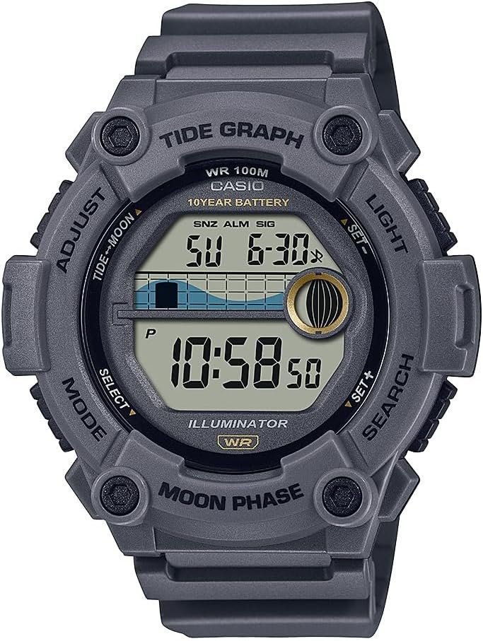 Casio WS1300H Series | Digital Watch | 100 Meter Water Resistance | LED Backlight | 1/100 SEC Stopwatch | Tide Graph | Coundtown Timer | LED Light | Multi Function Alarms | 10 Year Battery - Image 2