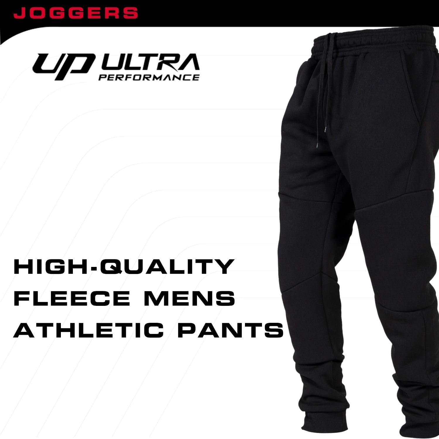 Ultra Performance 3 Pack Fleece Active Tech Joggers for Men, Mens Sweatpants with Zipper Pockets - Image 5