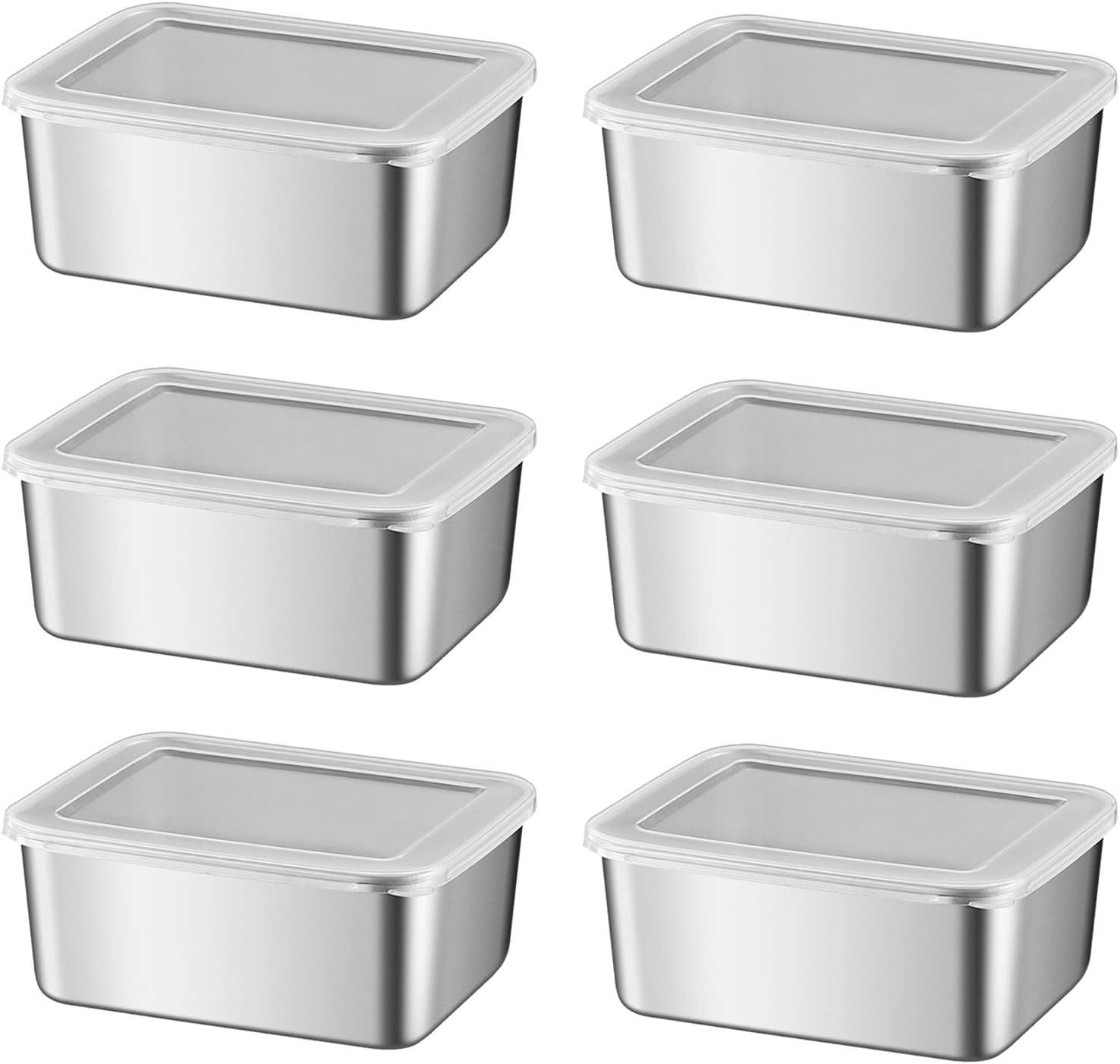 6 PCS Stainless Steel Snack Containers with Transparent Lid, Stackable Food Storage Box, Easy Open Leak Proof Small Food Containers - Image 2