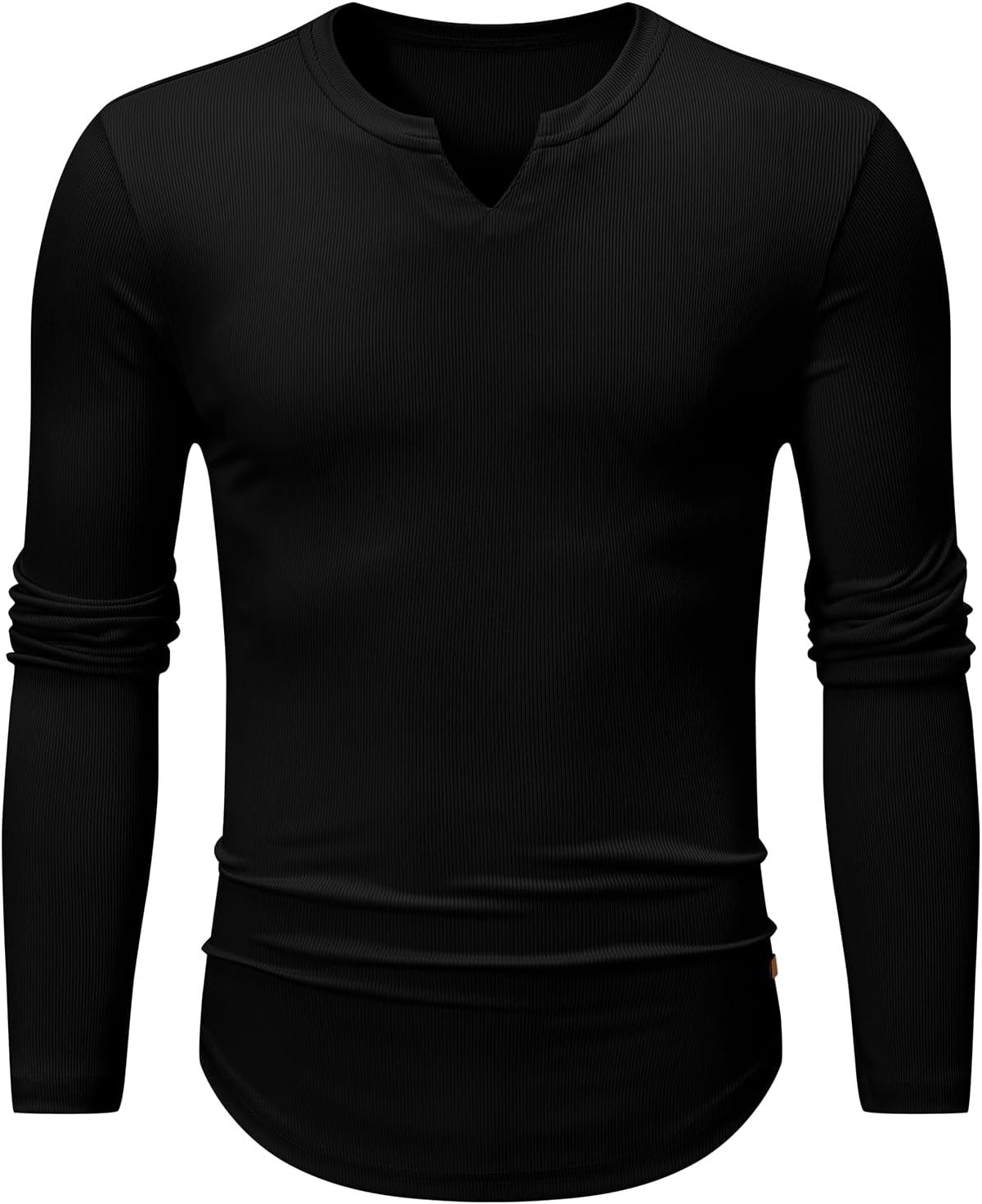 JMIERR Mens Long Sleeve Muscle T Shirts Casual V-Neck Longline Ribbed Tee Shirts - Image 8