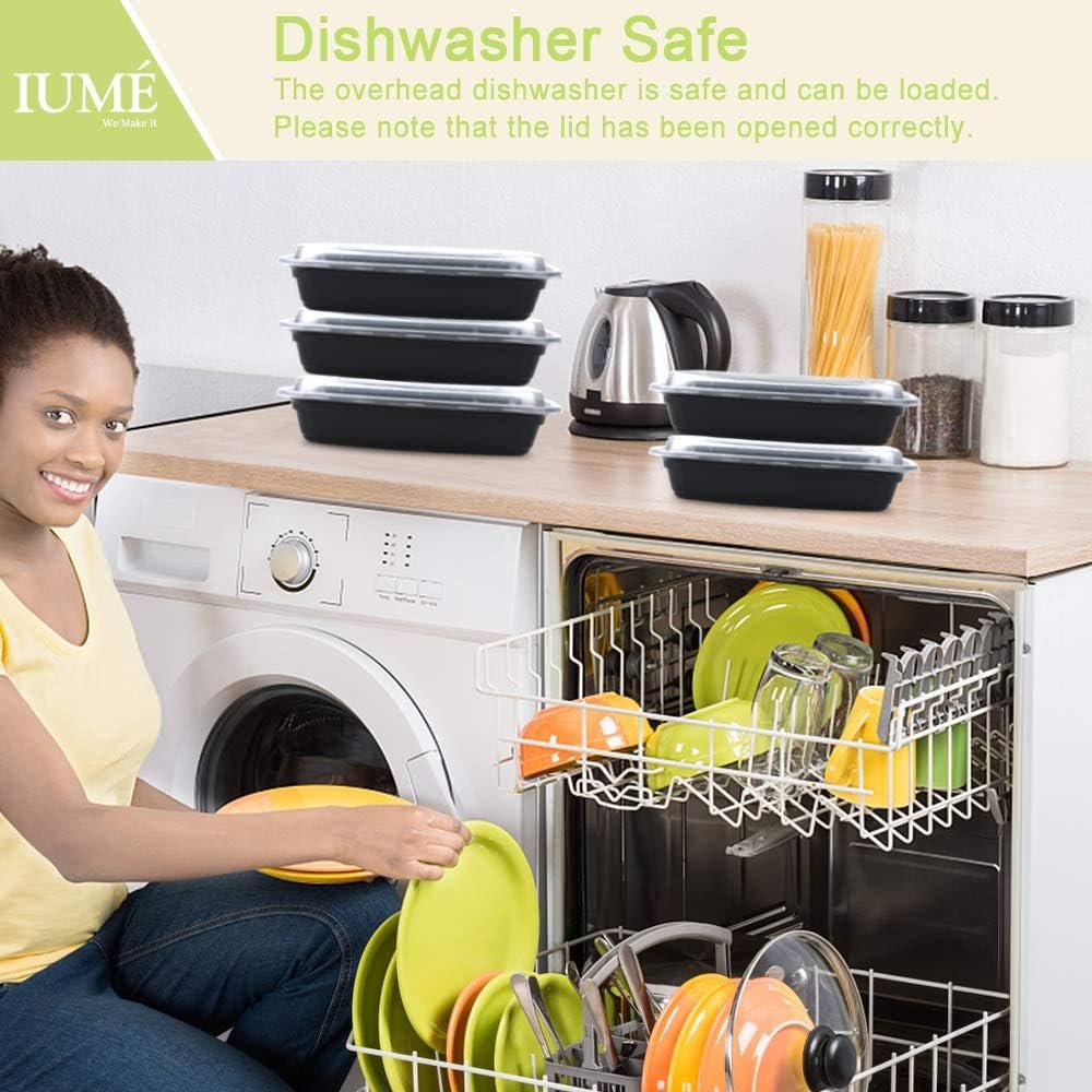 IUM Reusable Food Containers, 50-Pack 24 OZ Plastic Meal Prep Containers with Lids - Durable Stackable Lunch Boxes, Dishwasher Safe - Image 6