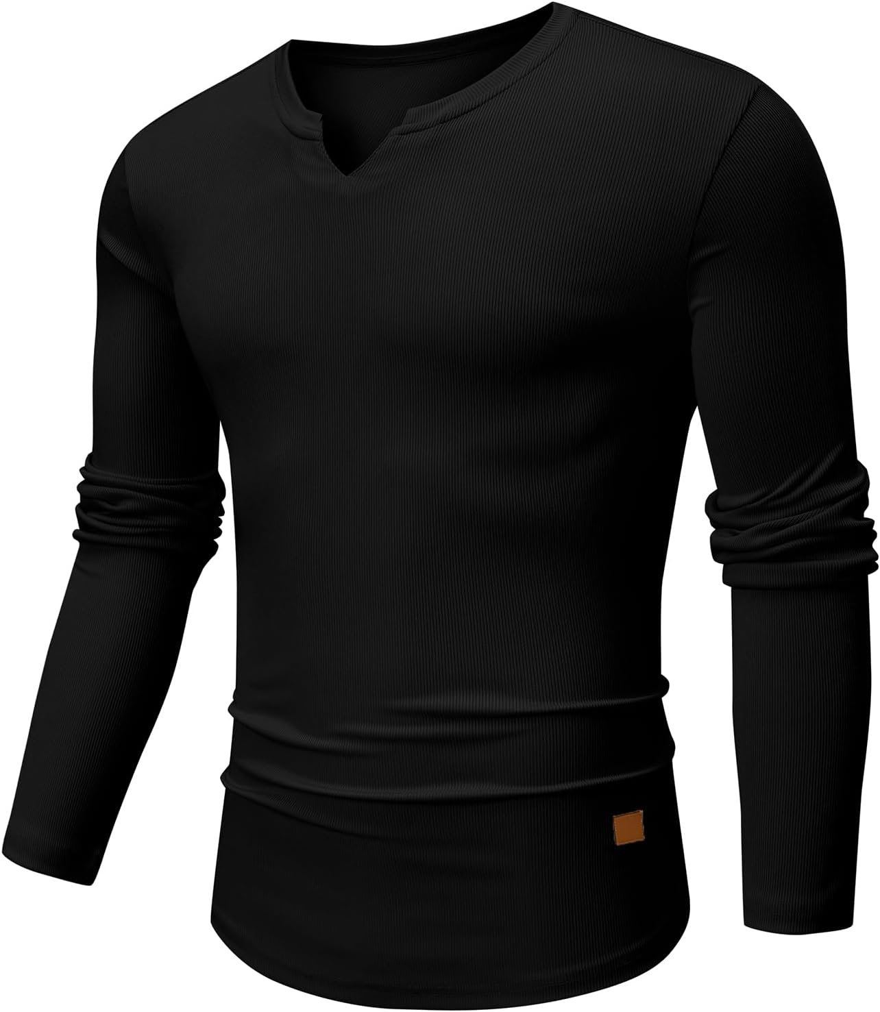JMIERR Mens Long Sleeve Muscle T Shirts Casual V-Neck Longline Ribbed Tee Shirts - Image 7