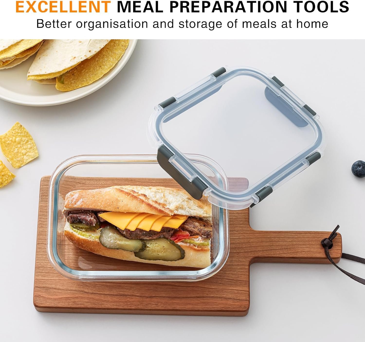 10 Pack 22 Oz Glass Meal Prep Containers with Lids, Reusable Glass Food Storage Containers with Lids, Leak Proof, Microwave, Oven, Freezer and Dishwasher Safe (Gray) - Image 8