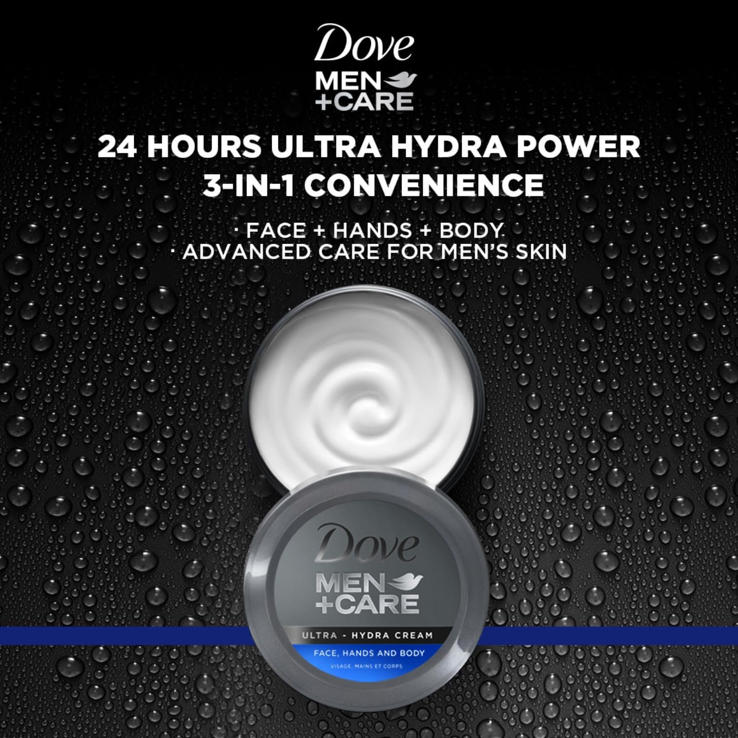 Dove Men+Care Ultra Hydra Cream - Dove Lotion, 3-In-1 Advanced Skin Care for Men, Face Cream, Hand & Body Lotion for Dry Skin, 2.53 Fl Oz (Pack of 24) - Image 9