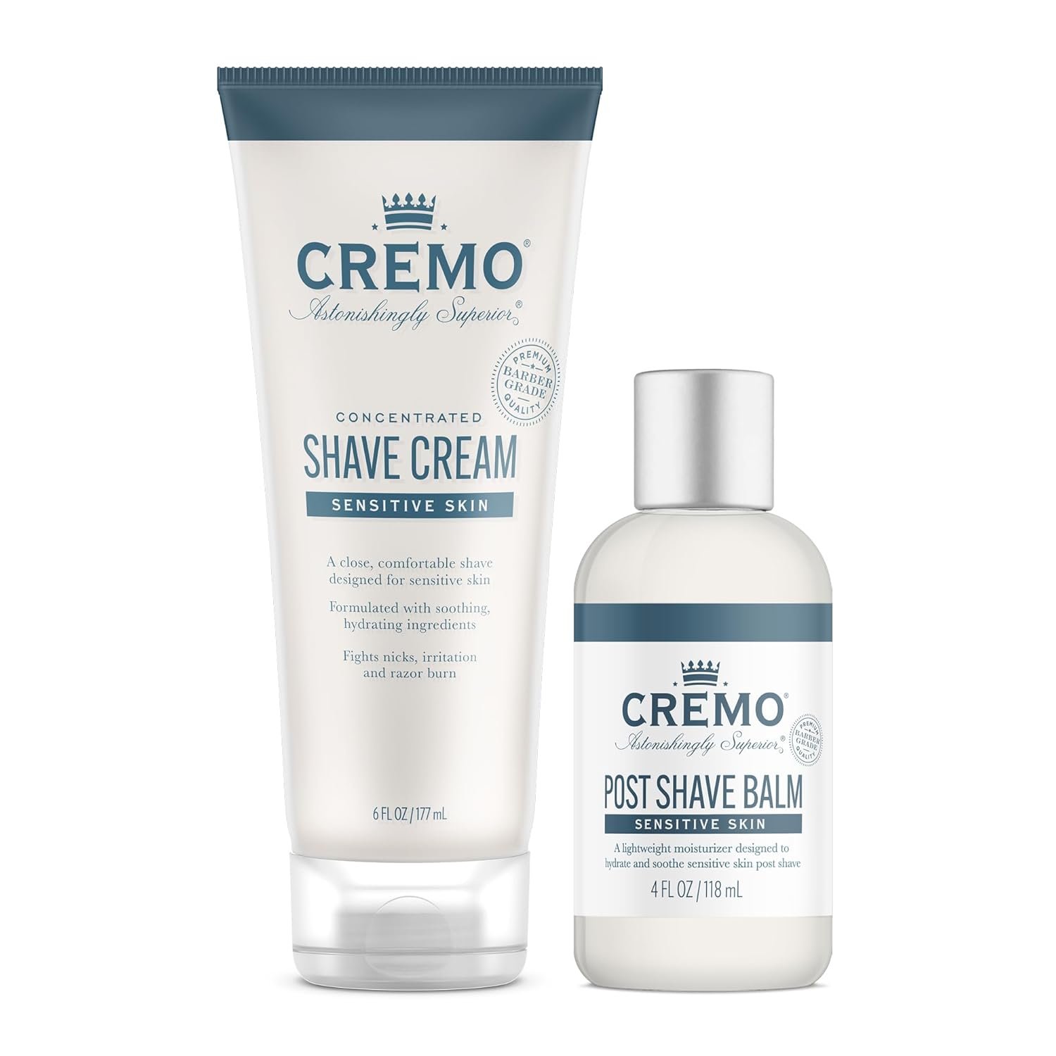 Cremo Barber Grade Pre- and Post Shave Bundle with Sensitive Shave Cream, 6oz and Post Shave Balm, 4oz - Image 2