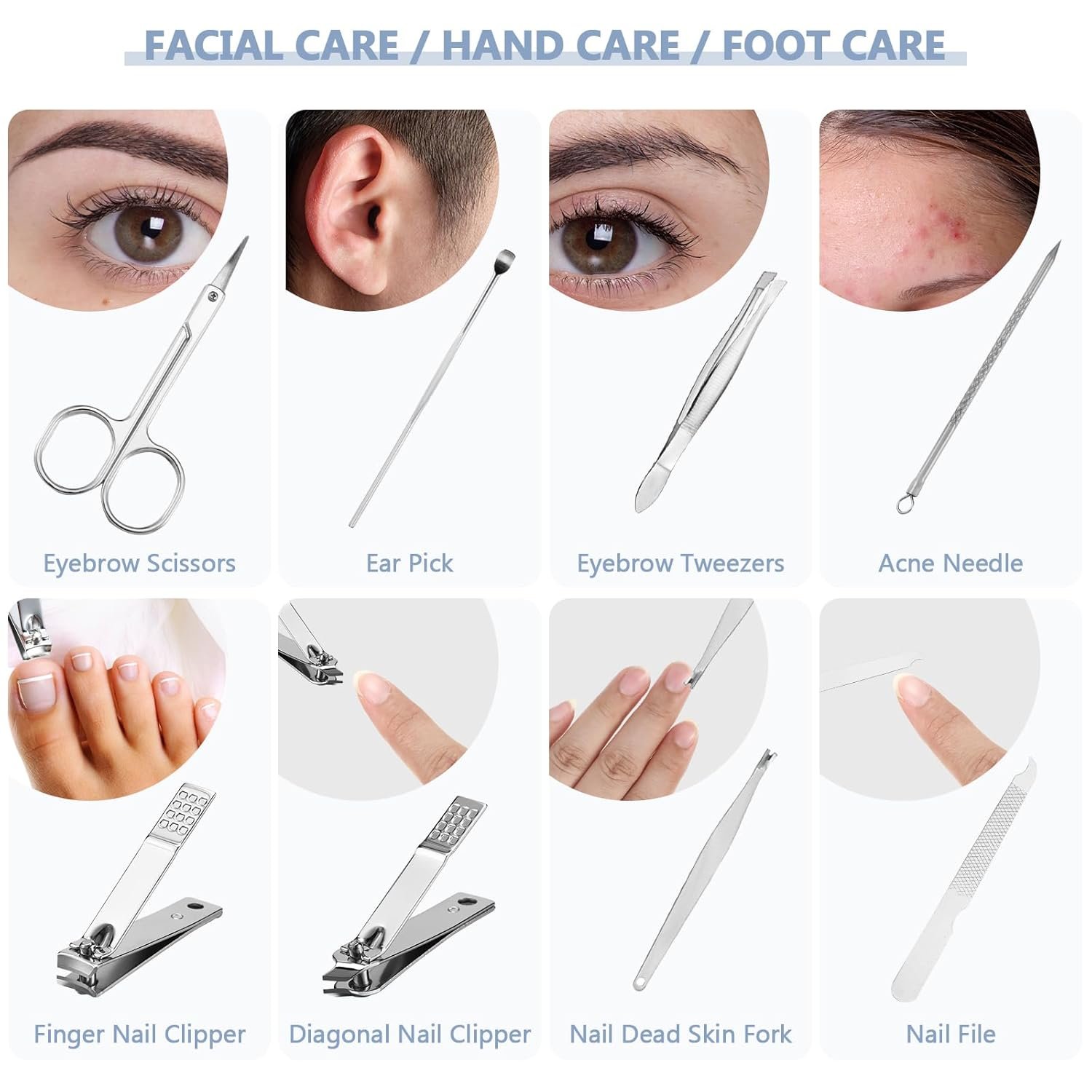 Therwen 24 Sets Father's Day Gift Manicure Set Nail Clippers 8 in 1 Stainless Steel Grooming Nail Kit Thank You Appreciation Gift Professional Pedicure Tool for Men Women Personal Care(Black) - Image 5