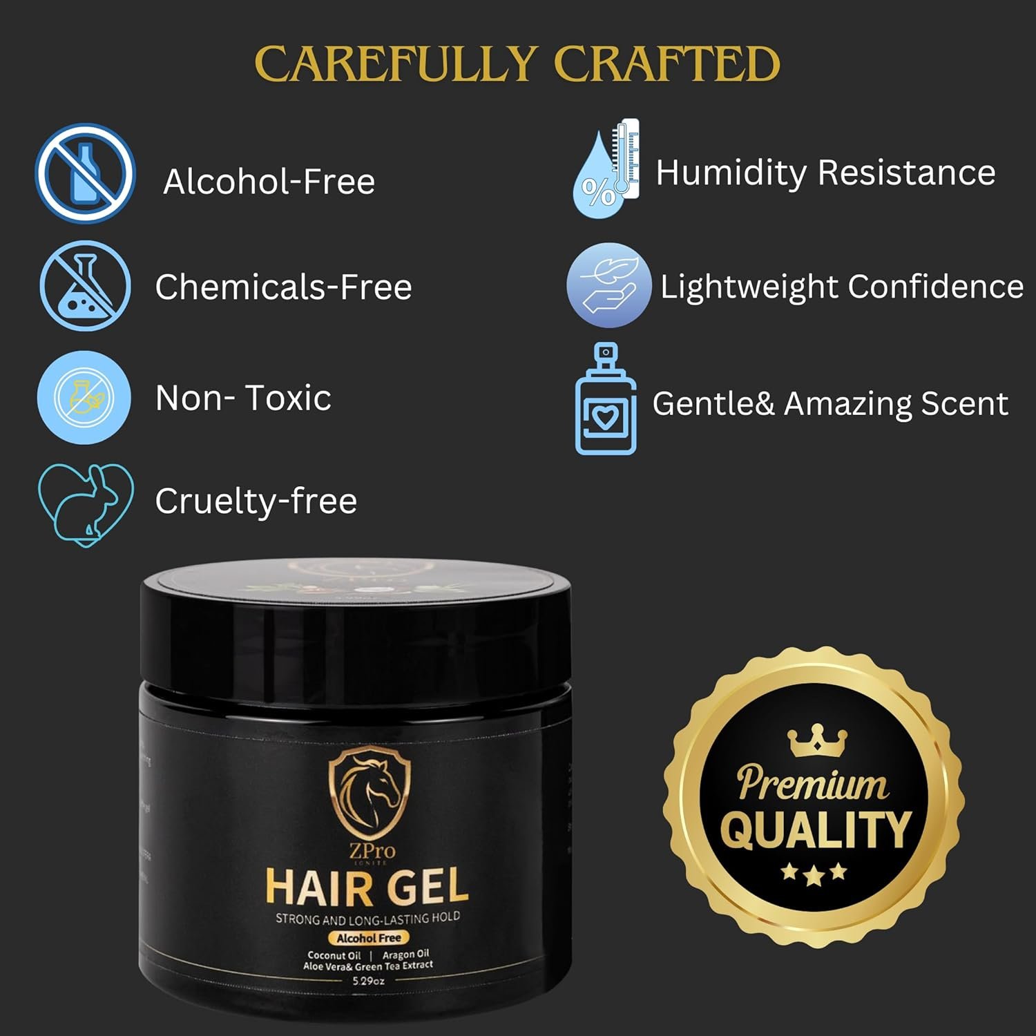5.29 Oz- Alcohol-Free, Natural& Organic, Hair Gel for Men, Lightweight feel, eco gel, Long lasting Hold, Non-Toxic, suits all hair type, Non-flaky, Non Crunchy, sexy hair look& travel size friendly. - Image 3