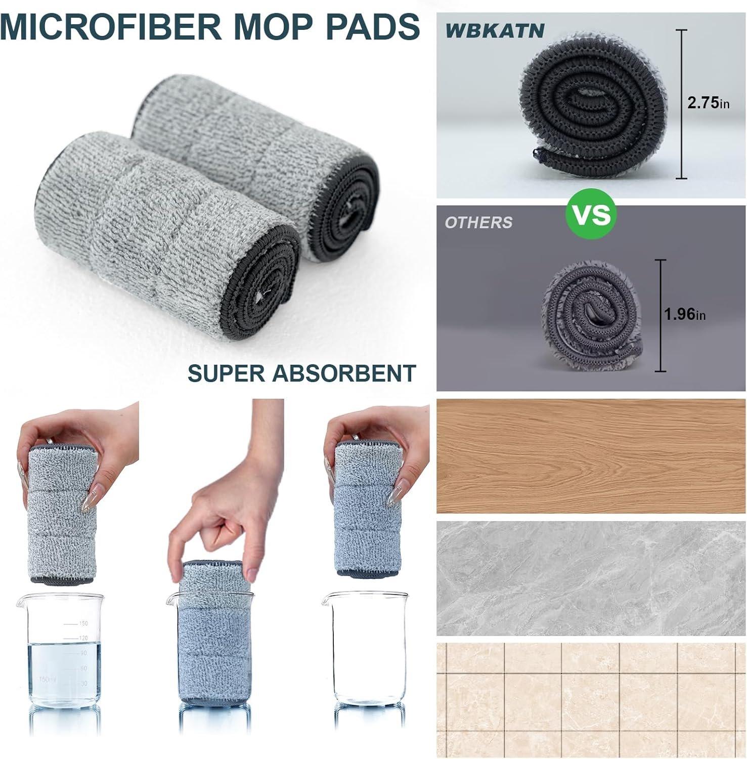 Large Mop and Bucket with Wringer Set for Home, Hands Free Flat Floor Mop and Bucket System with 4 Washable Microfiber Pads, Wet and Dry Use, Mops for Floor Cleaning, Two Bucket Mop System - Image 9