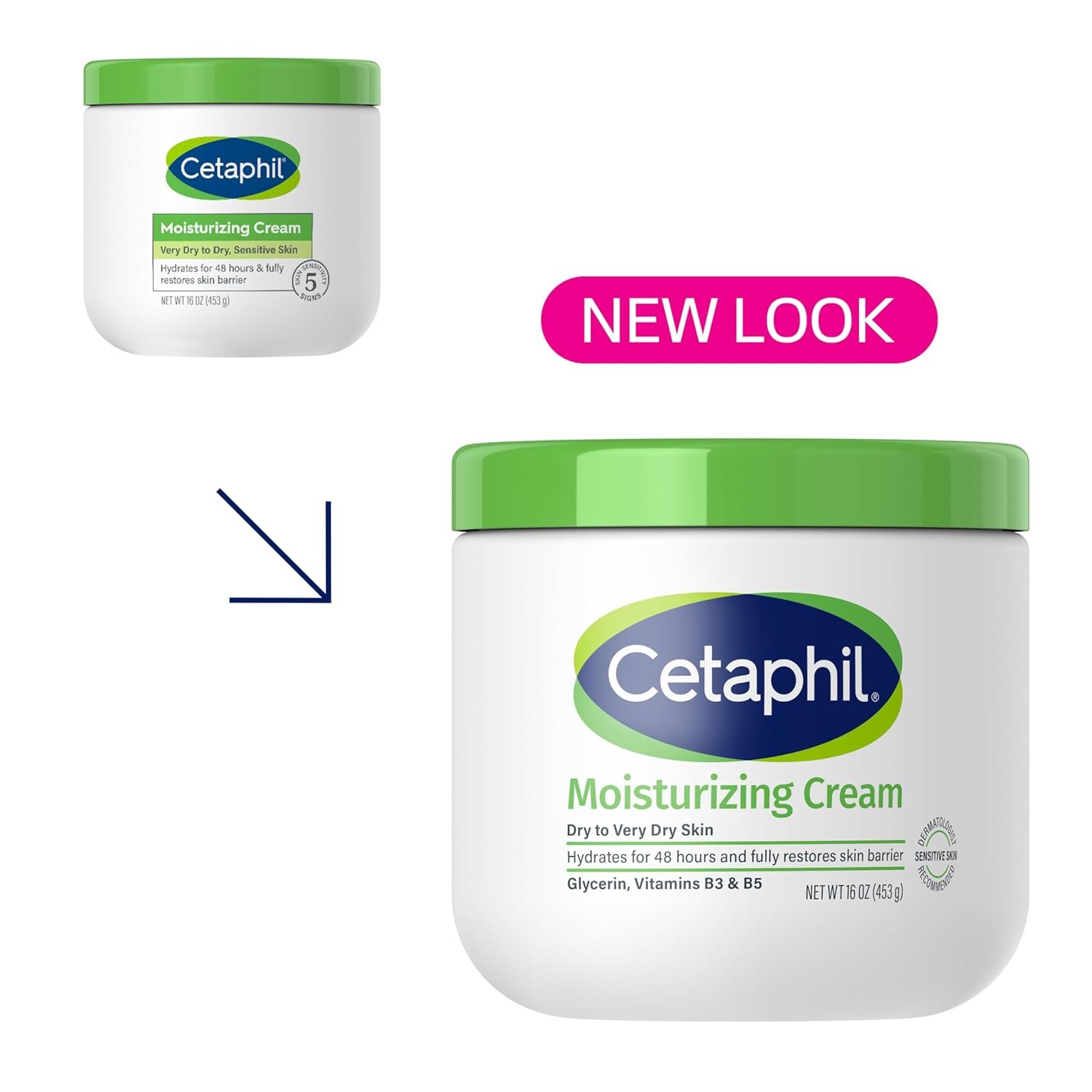 Cetaphil Face & Body Moisturizer, Hydrating Moisturizing Cream for Dry to Very Dry, Sensitive Skin, NEW 16 oz 2 Pack, Fragrance Free, Non-Comedogenic, Non-Greasy - Image 3