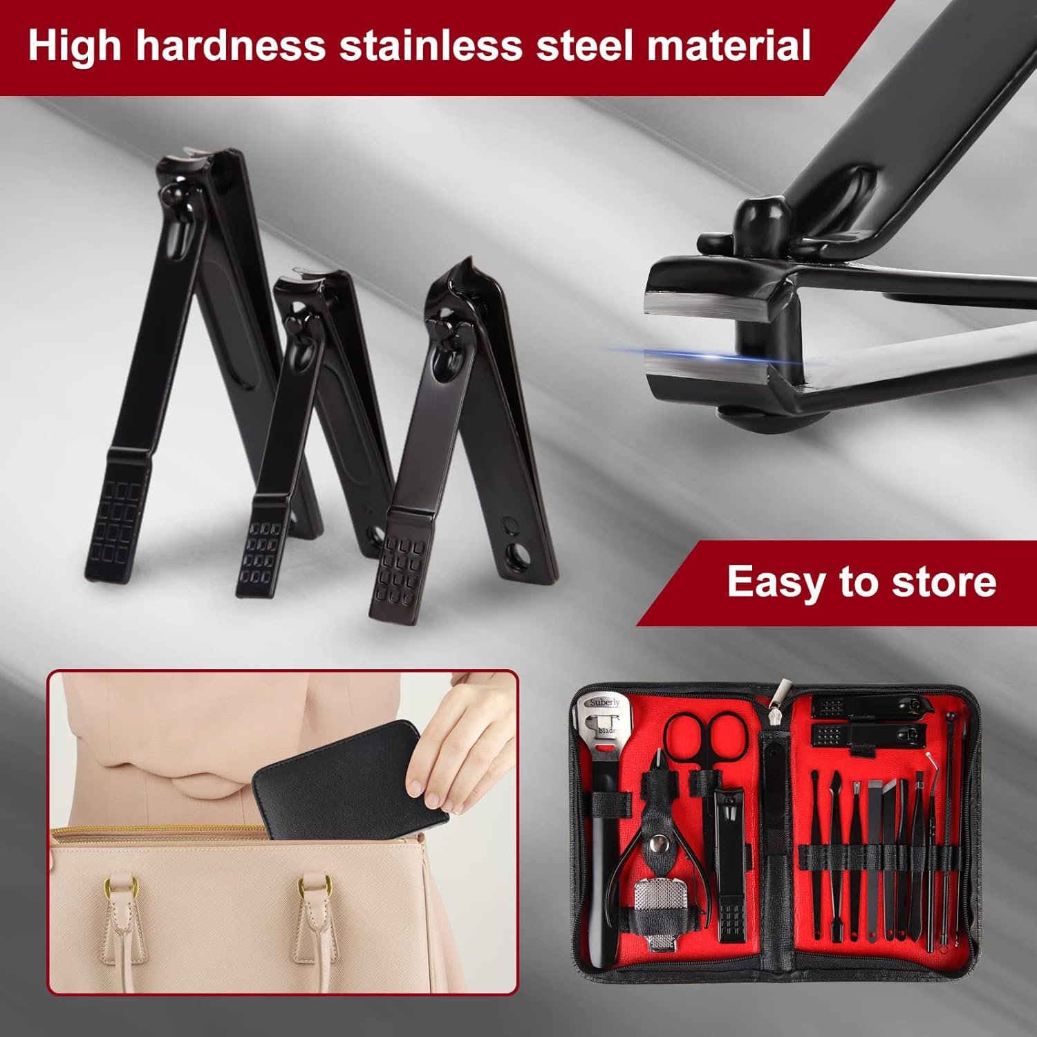 Manicure Set and Nail Clippers Set Pedicure Kit 18 in 1,Stainless Steel Material Cuticle Trimmer, Professional Nail Clipper Set, Portable Travel Grooming Set,Also A Great Gift. - Image 6