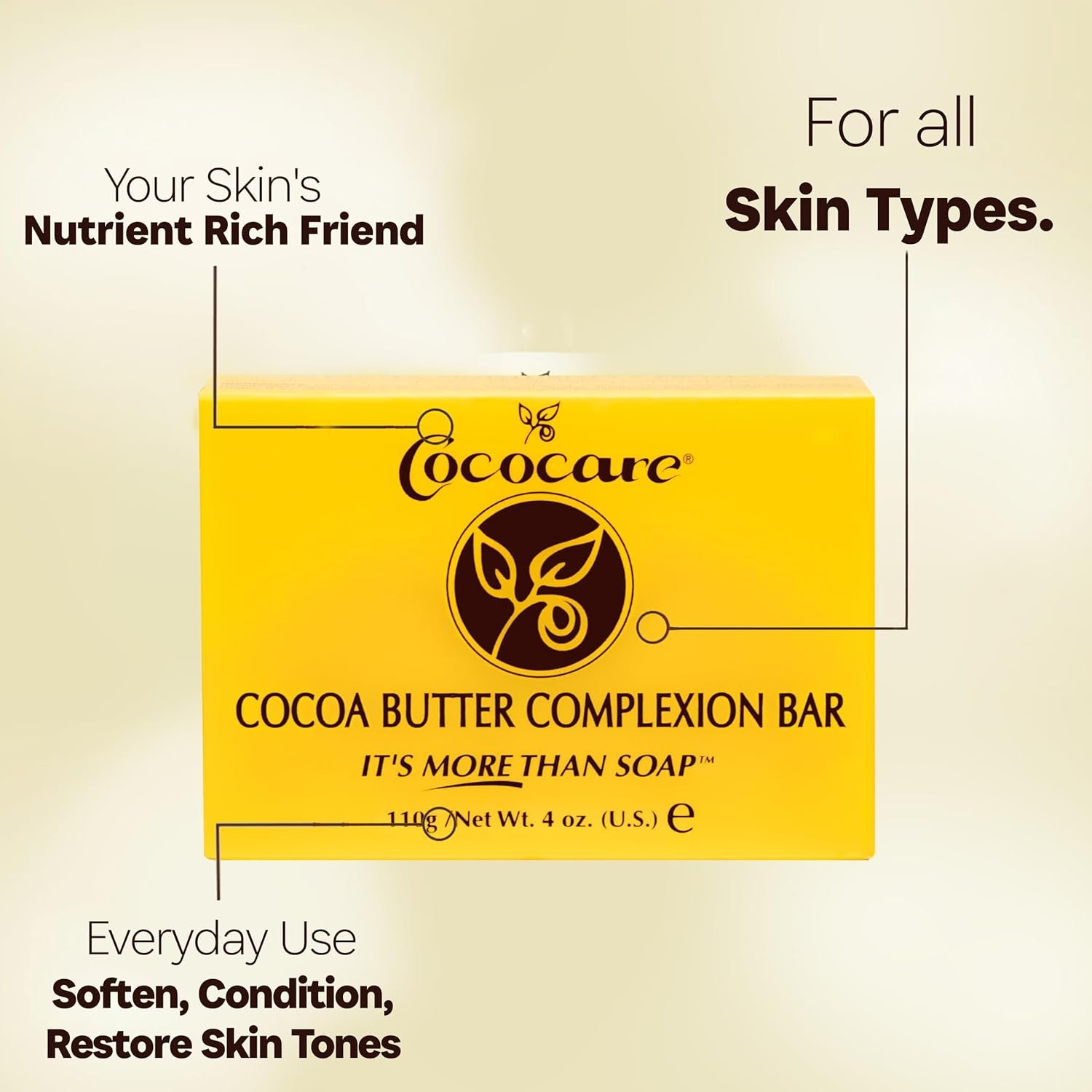 Cococare Cocoa Butter Complexion Bar Soap 4 Ounce - Gentle Cleansing & Hydrating Bar Soap - Image 4
