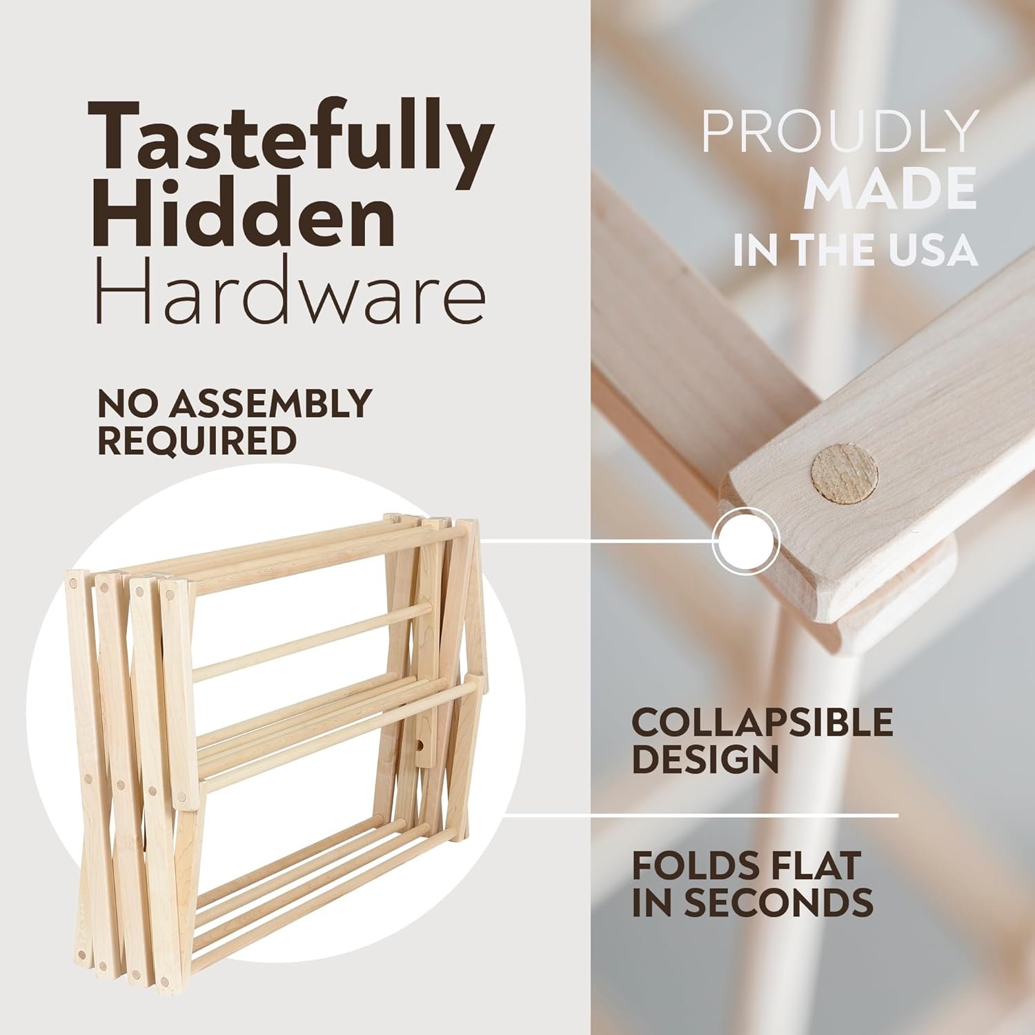 Pennsylvania Woodworks Clothes Drying Rack: Solid Maple Hardwood Laundry Rack for Bedding, Blankets, Towels & More, Heavy Duty, Folding Drying Rack Made in USA, No Assembly Needed, Extra Large - Image 5