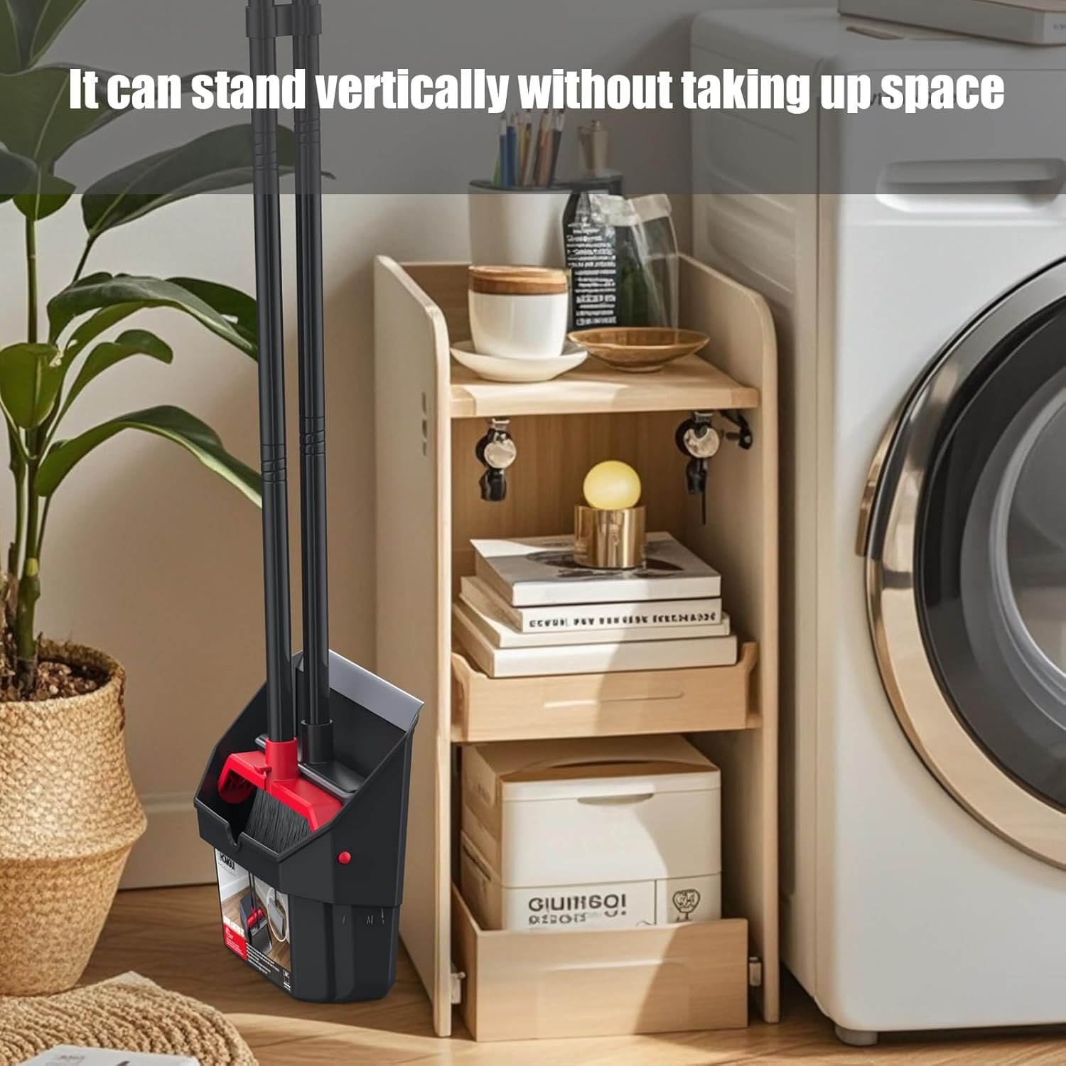 Broom with Dustpan Combo Set, Dust Pans with Long Handle, Brooms with Dustpan, Dust Pan Broom Kit for Home Kitchen & Yard Outside Sweeping(Gray&Red) - Image 9