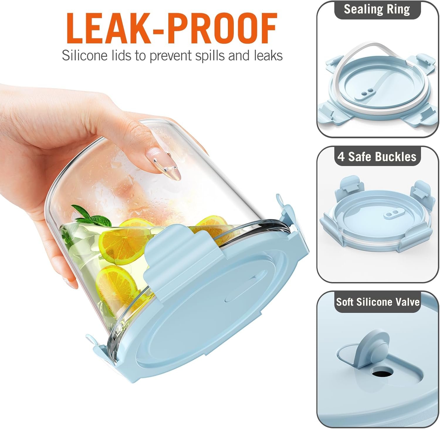4 Pack Glass Meal Prep Containers with Airtight Lids, Leak-proof Round Storage Containers Set, Reusable Glass Soup Containers Overnight Oats Containers for Leftover, Soup, Fruit - Image 5