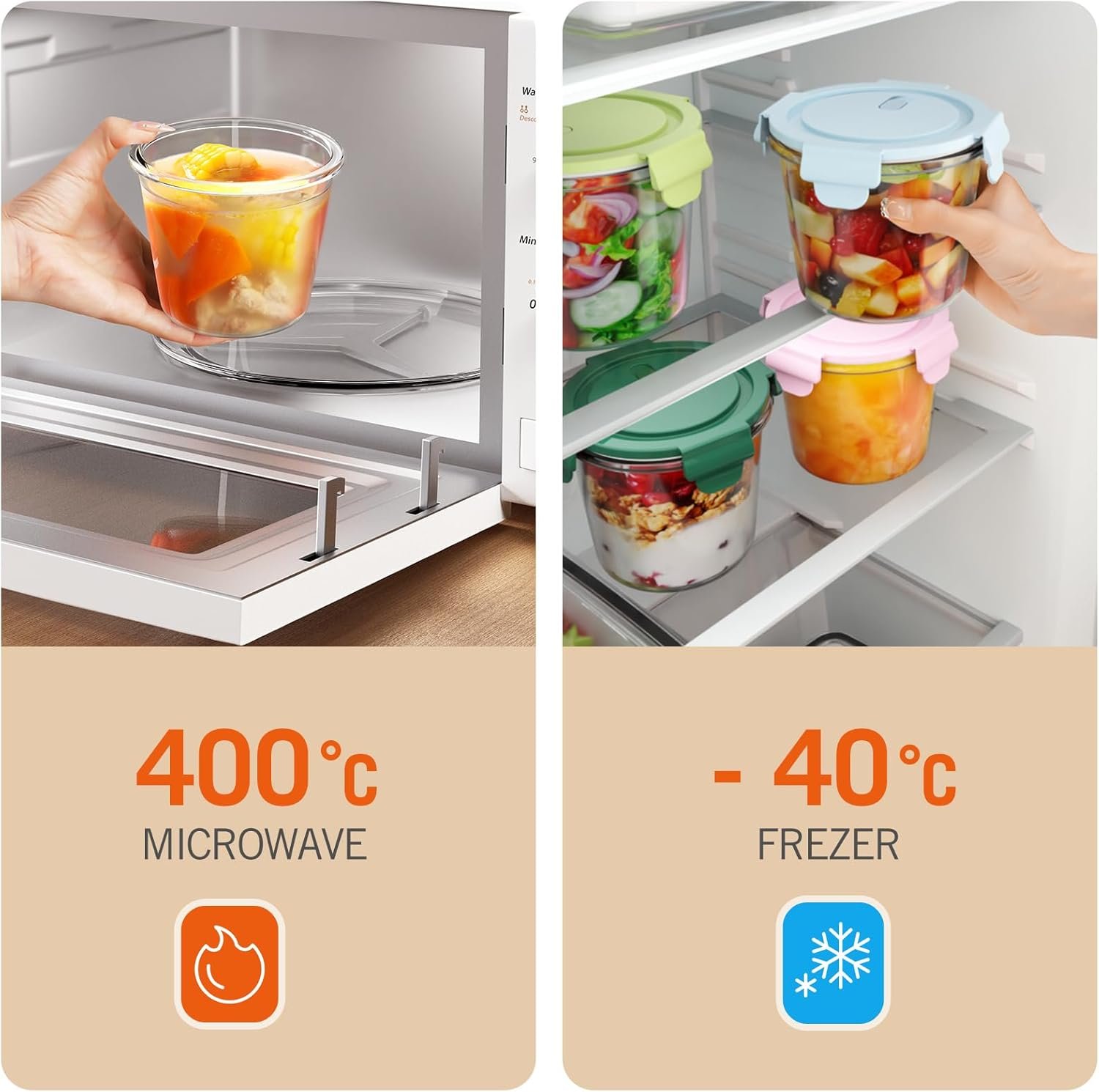 4 Pack Glass Meal Prep Containers with Airtight Lids, Leak-proof Round Storage Containers Set, Reusable Glass Soup Containers Overnight Oats Containers for Leftover, Soup, Fruit - Image 6