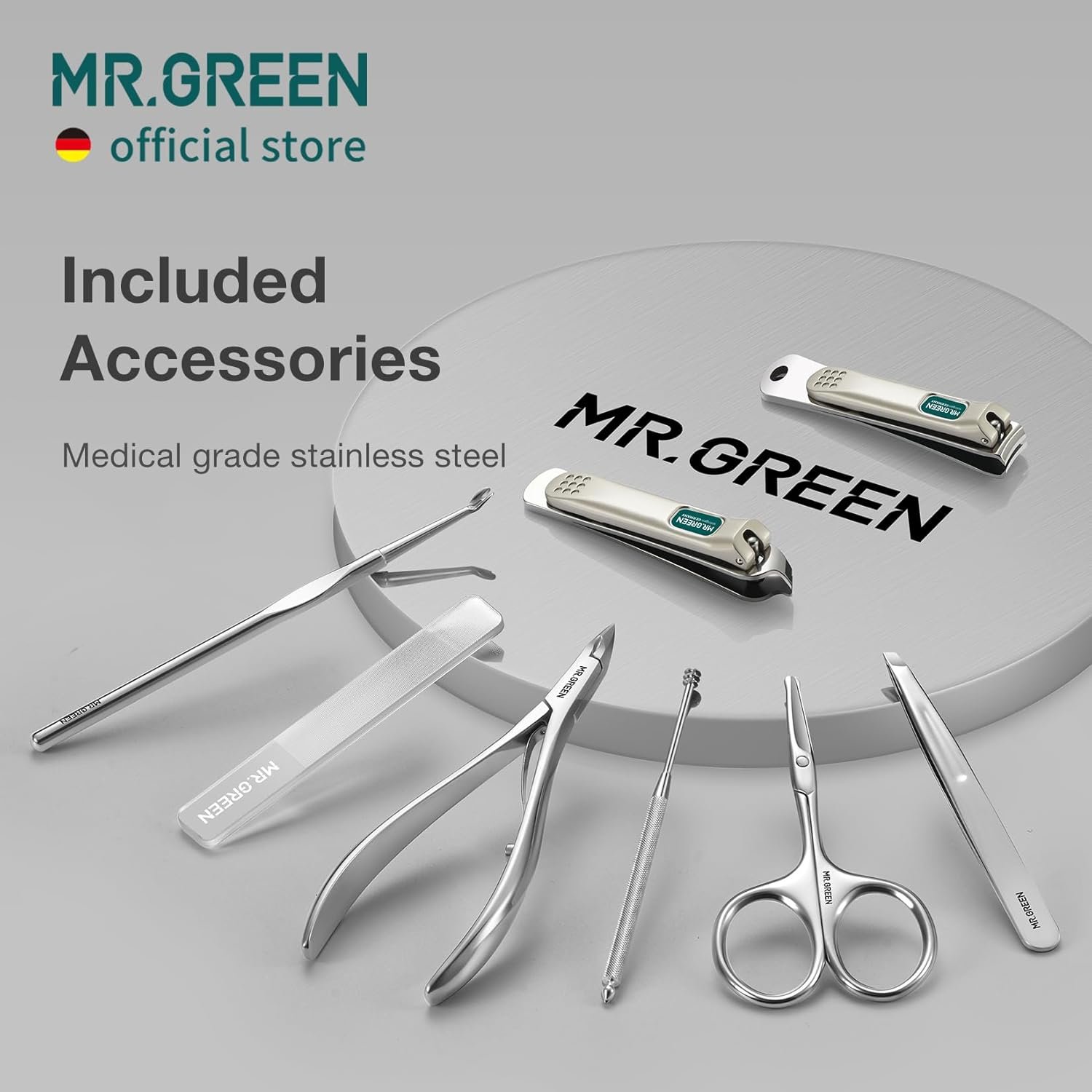 MR.GREEN Manicure Sets Nail Clipper Set 8 in 1 Pedicure Kits Stainless Steel Personal Care Tools with Microfiber Leather Case(Mr-6659) - Image 6