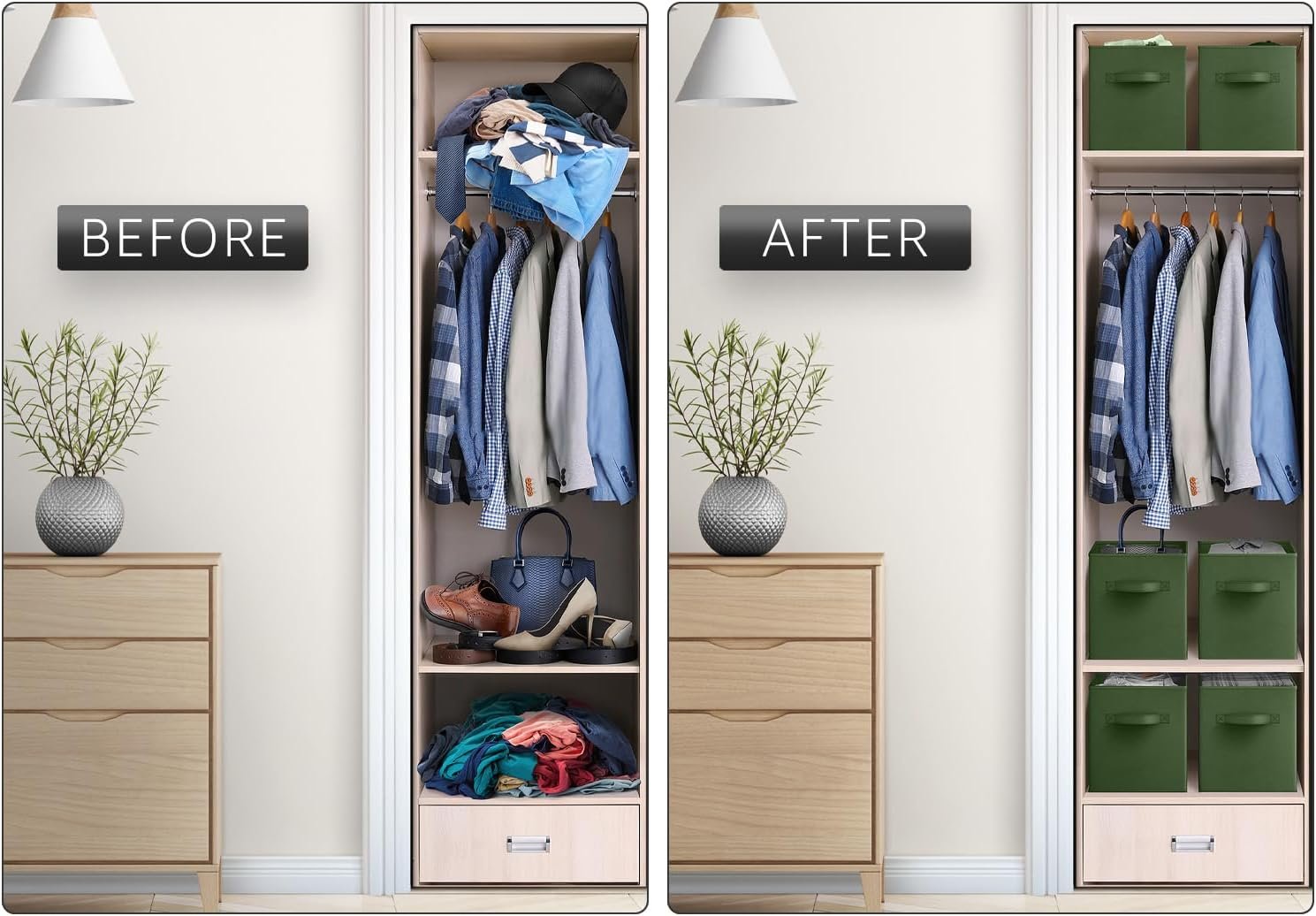 Sorbus Foldable Storage Cubes - 6 Fabric Baskets for Organizing Pantry, Shelf, Toy Box, Cubby, Closet Organizer - 11 Inch Collapsible Closet Organizers and Storage Bins (Dark Green 6 Pack) - Image 7