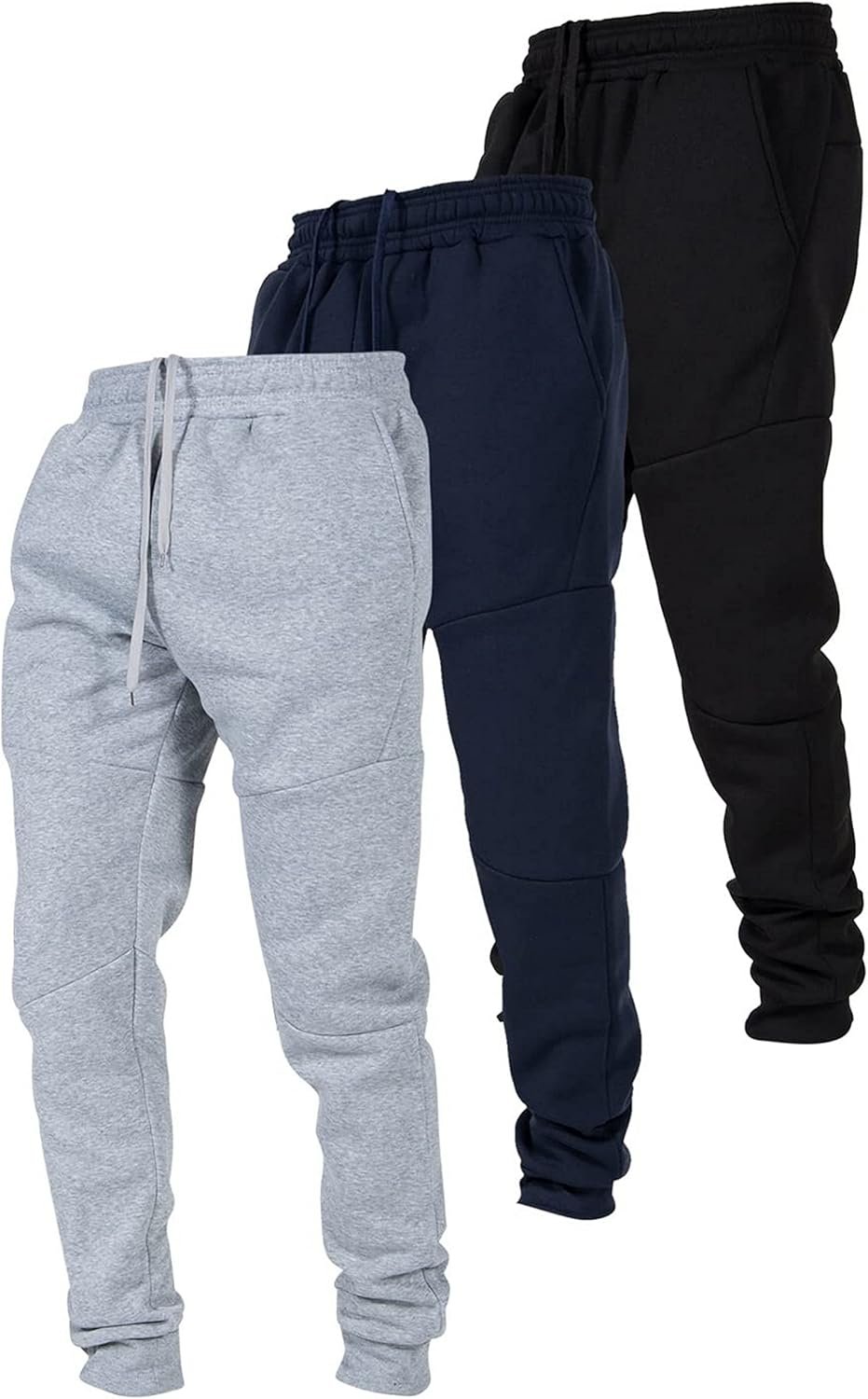 Ultra Performance 3 Pack Fleece Active Tech Joggers for Men, Mens Sweatpants with Zipper Pockets - Image 2