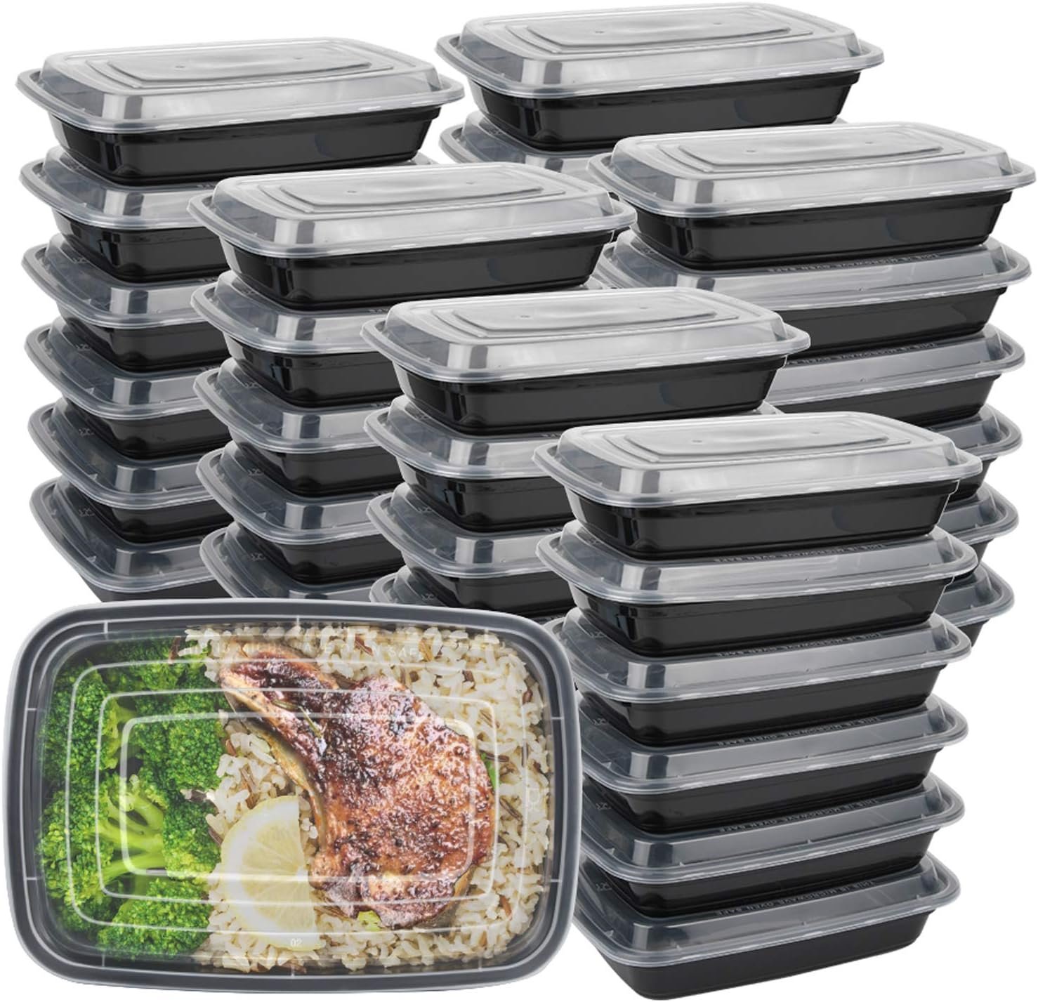 IUM Reusable Food Containers, 50-Pack 24 OZ Plastic Meal Prep Containers with Lids - Durable Stackable Lunch Boxes, Dishwasher Safe - Image 2