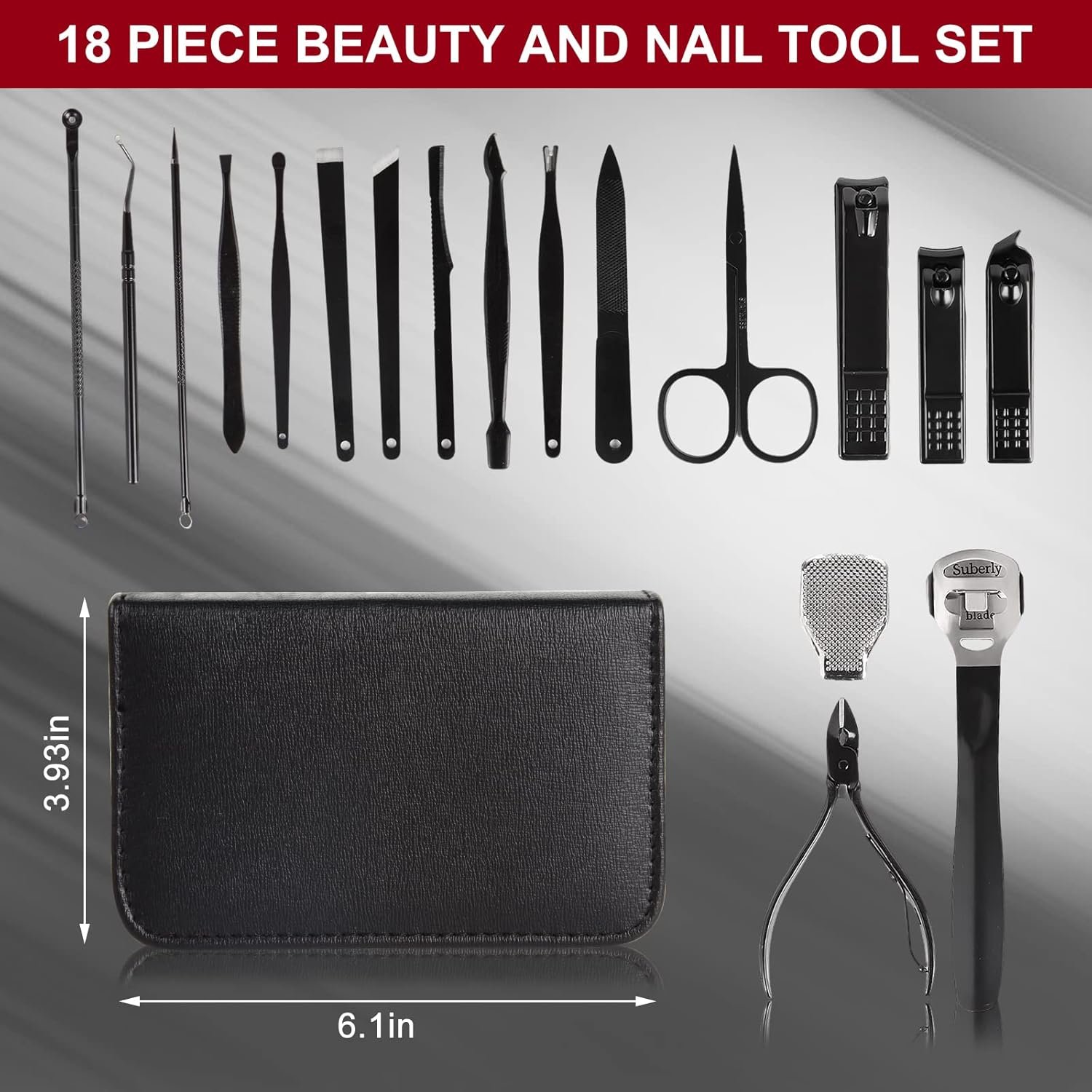Manicure Set and Nail Clippers Set Pedicure Kit 18 in 1,Stainless Steel Material Cuticle Trimmer, Professional Nail Clipper Set, Portable Travel Grooming Set,Also A Great Gift. - Image 8