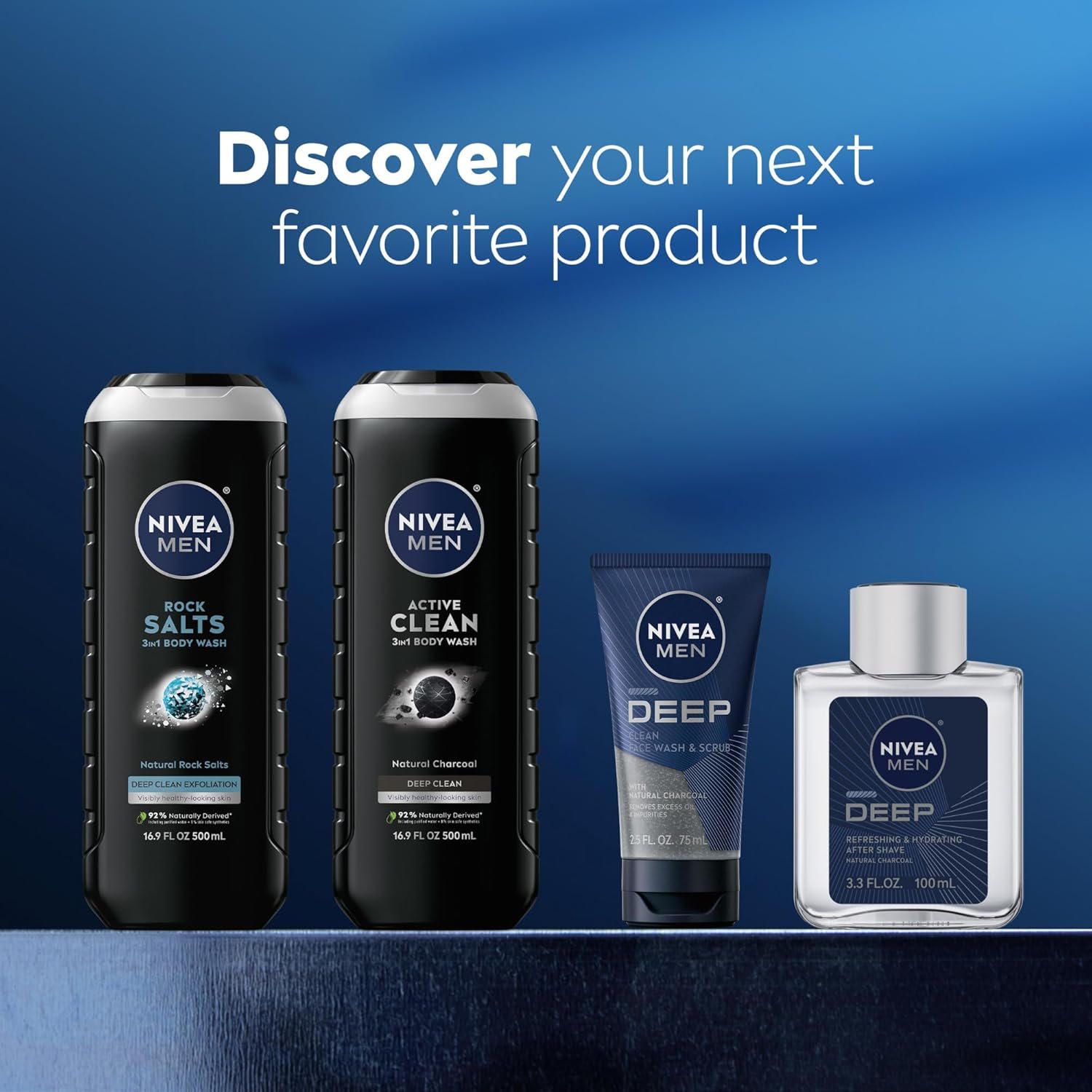 NIVEA Men Deep Clean Rock Salts Body Wash with Scrub Particles and Natural Rock Salt, Exfoliating Body Wash for Men, Cleanses Without Drying Skin, 16.9 Fl Oz Bottle, Pack of 3 - Image 9