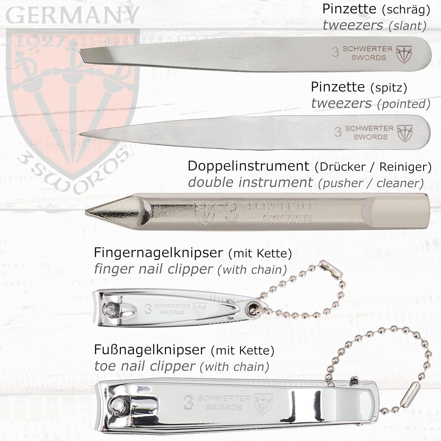 3 Swords Germany – MEN's kit - manicure pedicure beard ear ALL IN ONE - stainless steel tools - Image 4