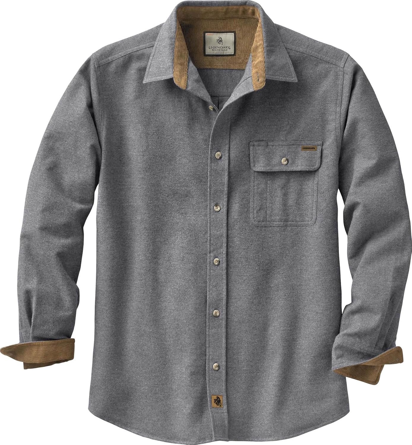 Legendary Whitetails Men's Buck Camp Flannel, Long Sleeve Plaid Button Down Casual Shirt, Corduroy Cuffs - Image 2