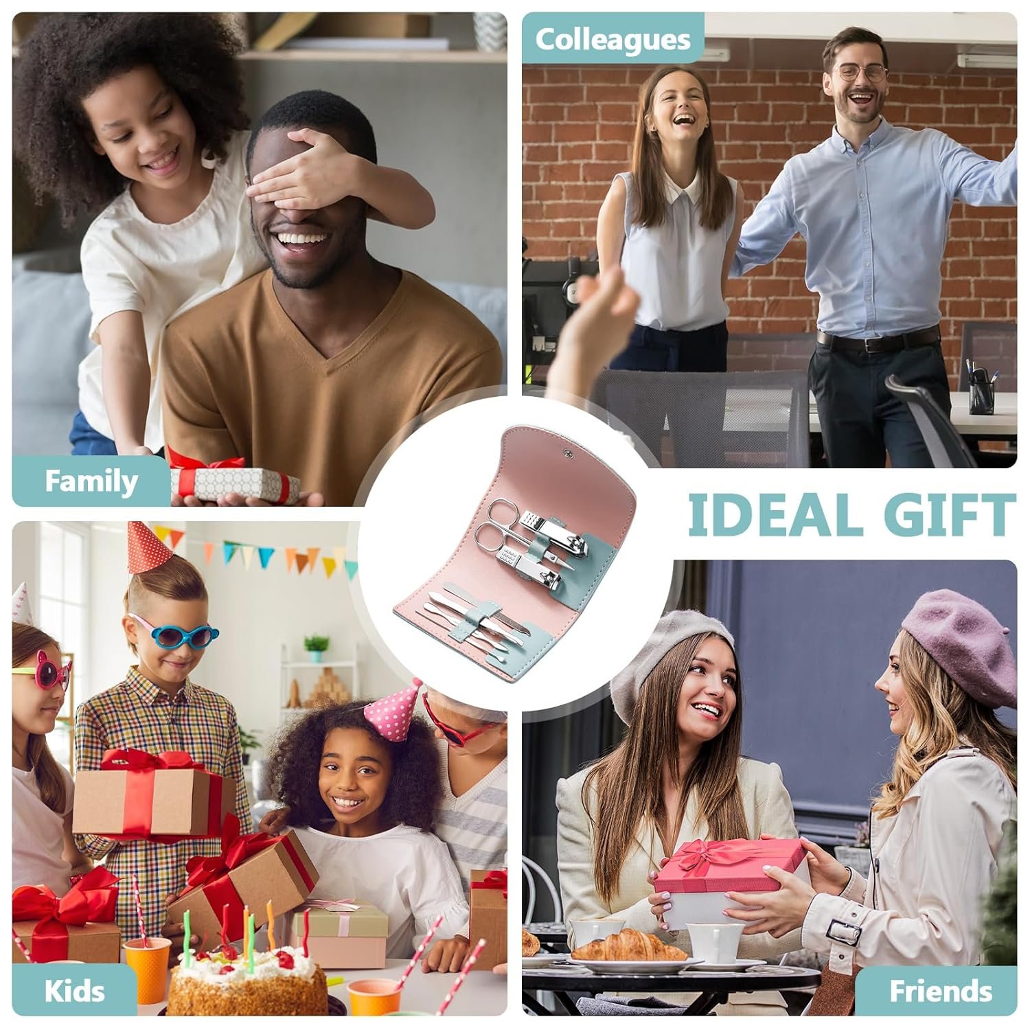 12 Set Manicure Set Bulk Mini Manicure Nail Clipper Kit 7 in 1 Stainless Steel Professional Nail Care Pedicure with Travel Portable Bag Grooming Kits for Women Men Home(Green) - Image 8