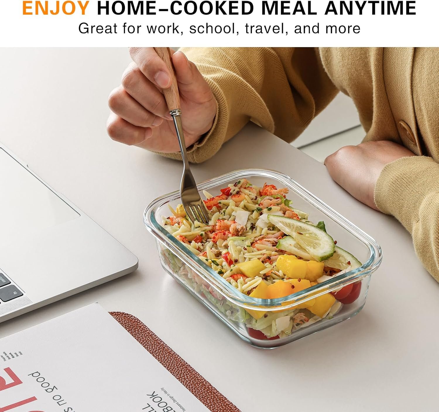 10 Pack 22 Oz Glass Meal Prep Containers with Lids, Reusable Glass Food Storage Containers with Lids, Leak Proof, Microwave, Oven, Freezer and Dishwasher Safe (Gray) - Image 5