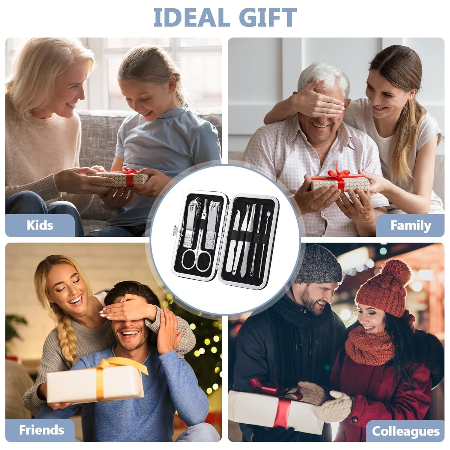 Therwen 24 Sets Father's Day Gift Manicure Set Nail Clippers 8 in 1 Stainless Steel Grooming Nail Kit Thank You Appreciation Gift Professional Pedicure Tool for Men Women Personal Care(Black) - Image 8